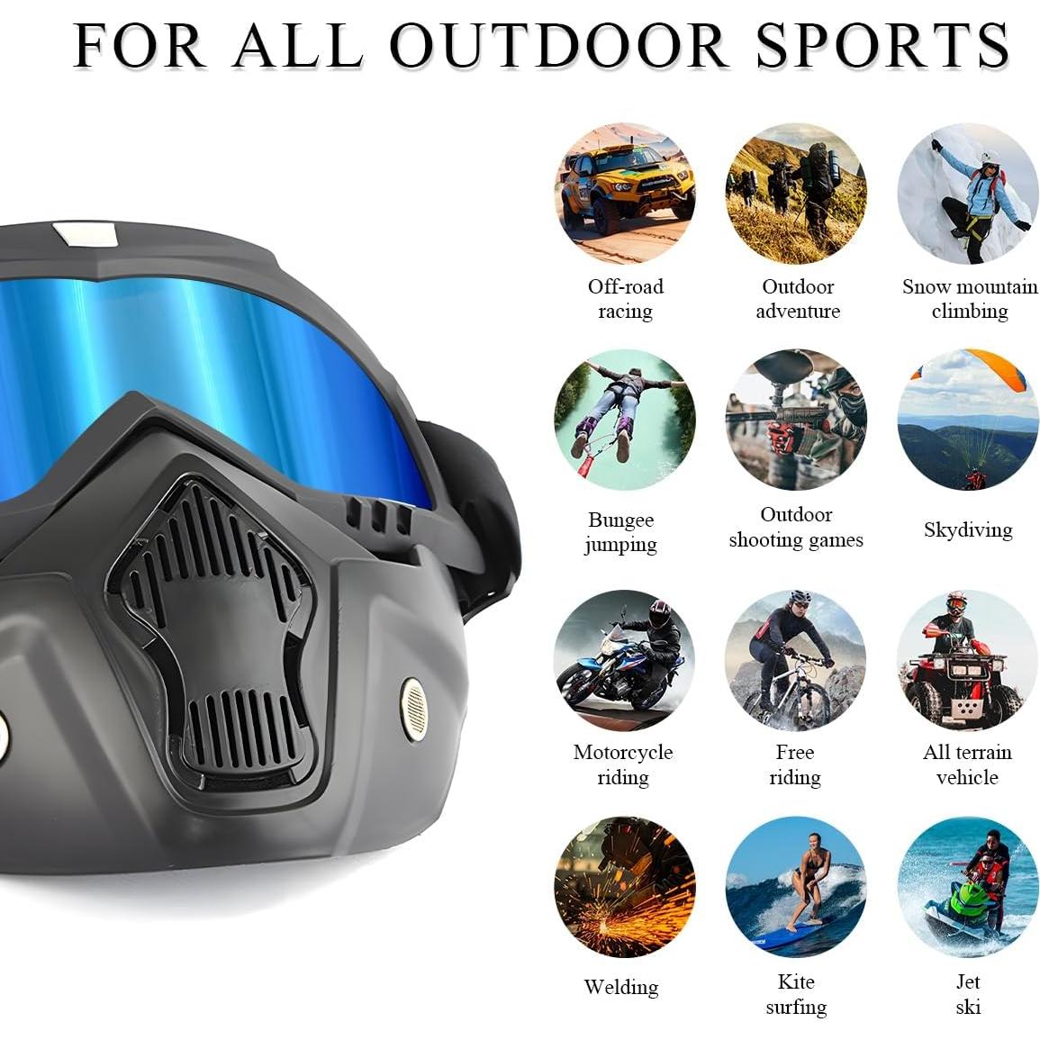 Gafas de Motocross DXNQ Azul Hielo Anti-UV Ajustables