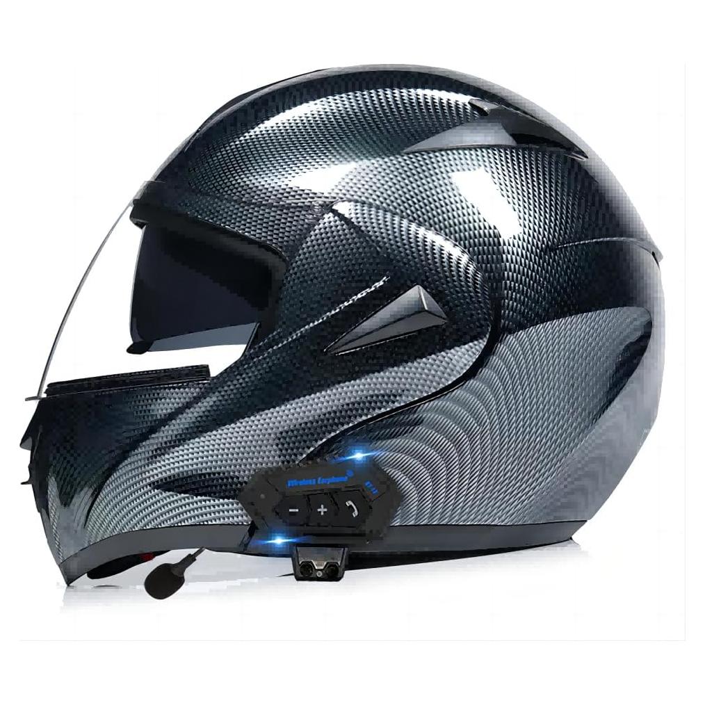 Casco de Moto Bluetooth Horudot 808 Doble Visera Negro