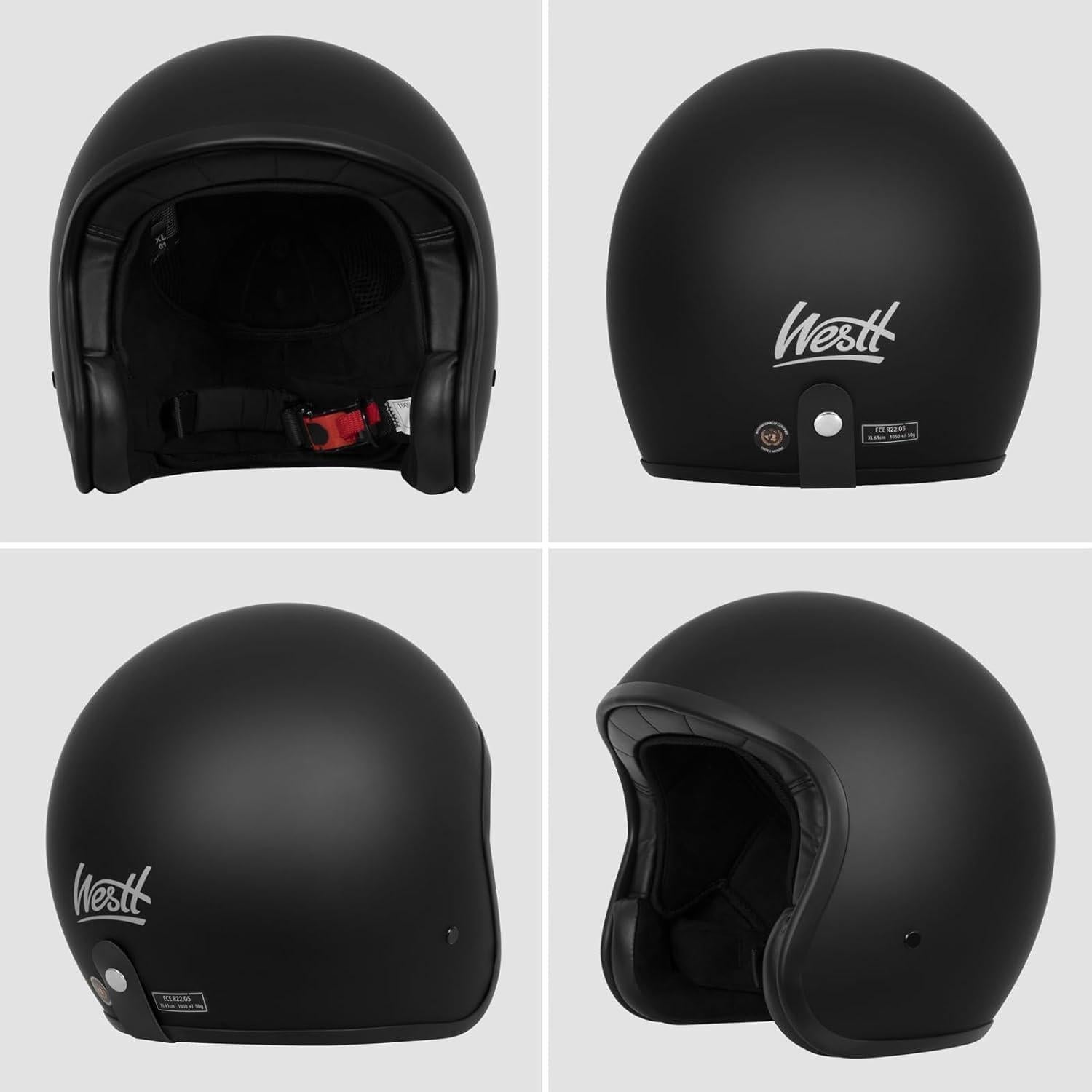 Casco Abierto Westt Vintage L Negro Aprobado DOT 3/4