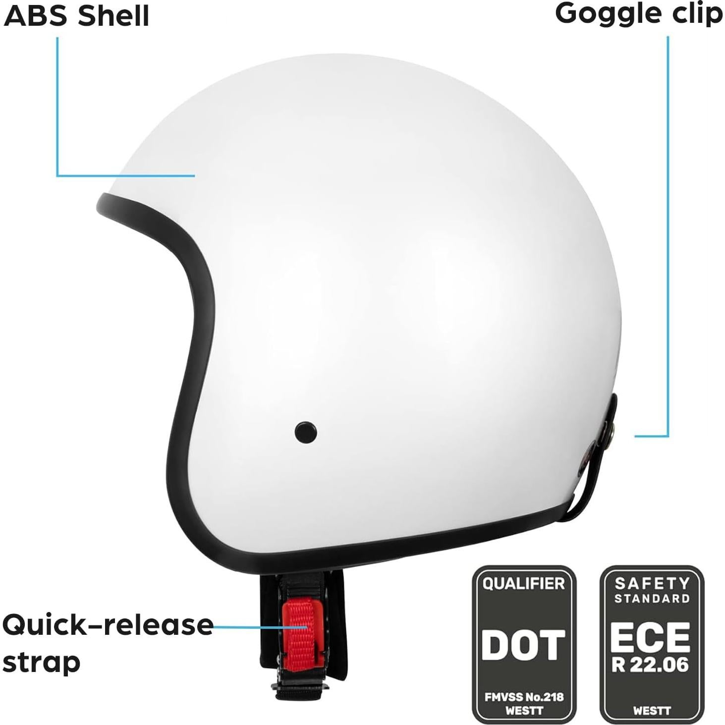 Casco de Motocicleta Westt Vintage L Negro 3/4 Aprobado DOT