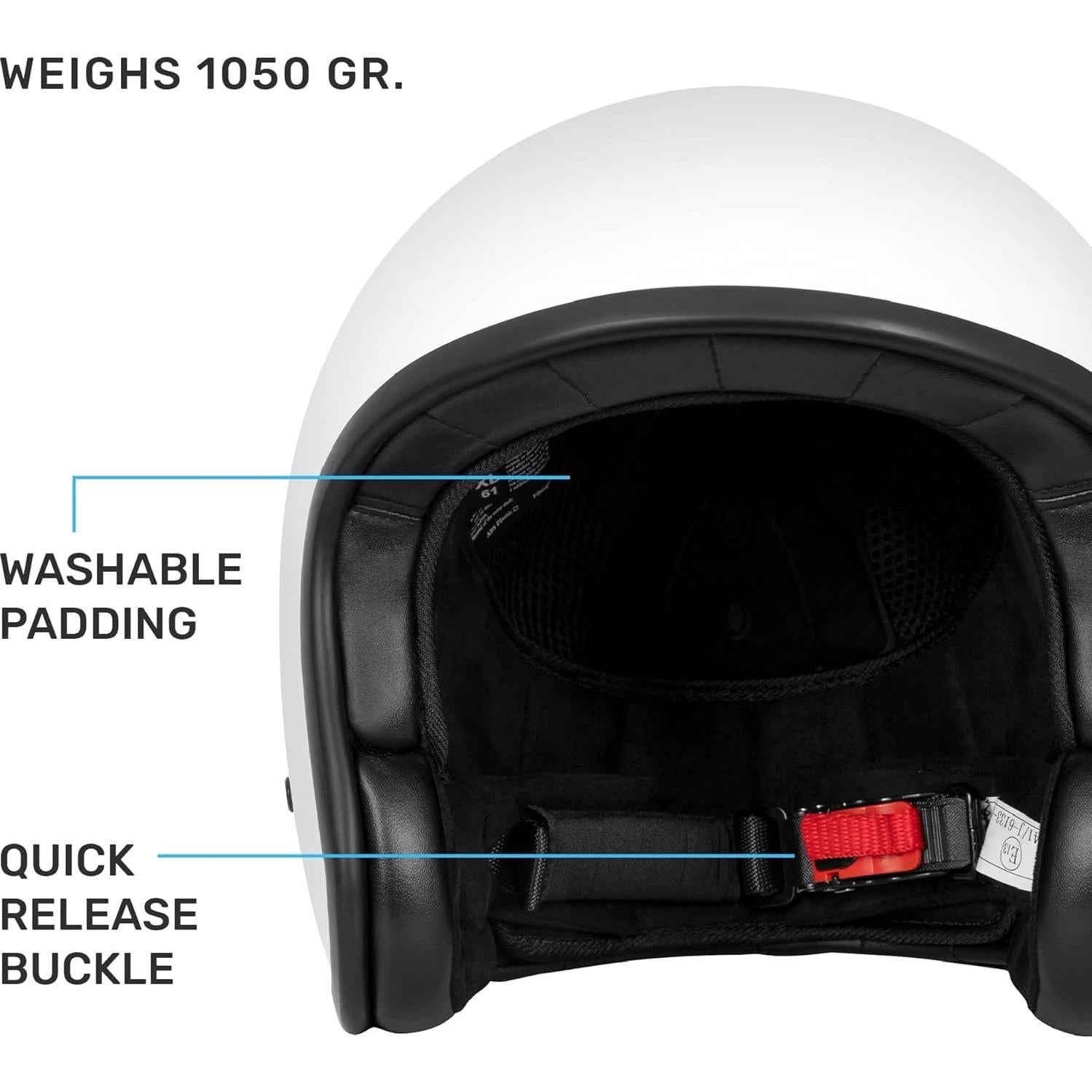 Casco de Motocicleta Westt Vintage L Negro 3/4 Aprobado DOT