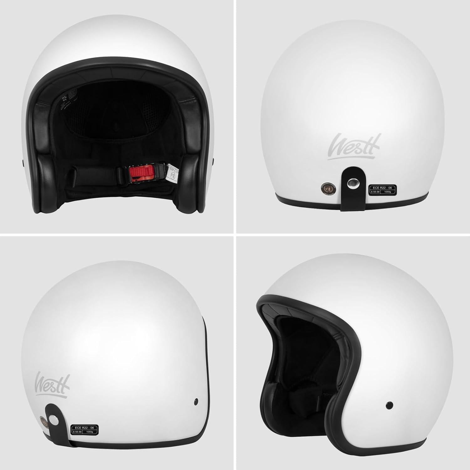 Casco de Motocicleta Westt Vintage L Negro 3/4 Aprobado DOT