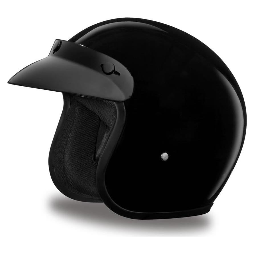 Casco Daytona Cruiser 3/4 Abierto Negro Brillante - DOT