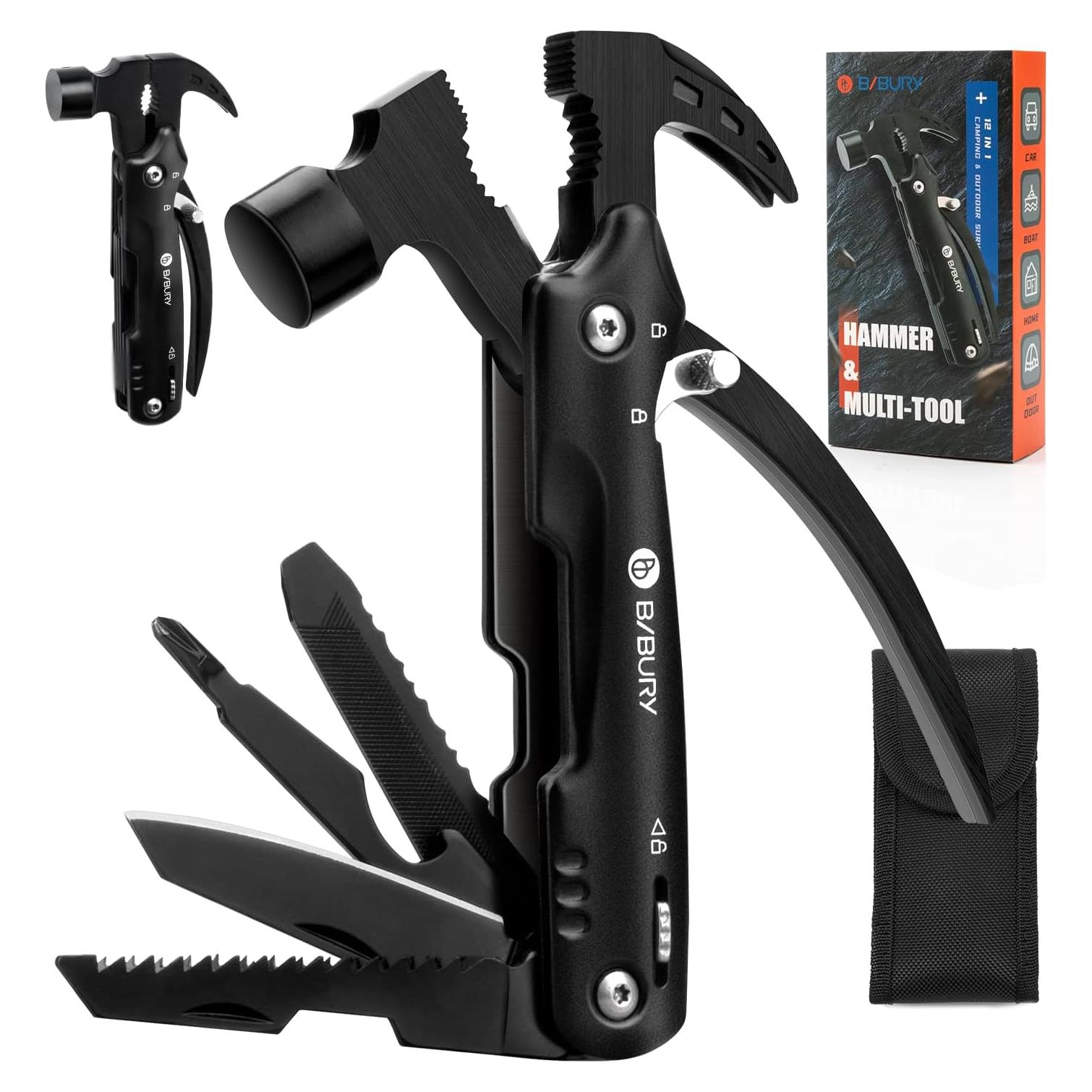 BIBURY Martillo Multiherramienta 12 en 1 Acero Inoxidable