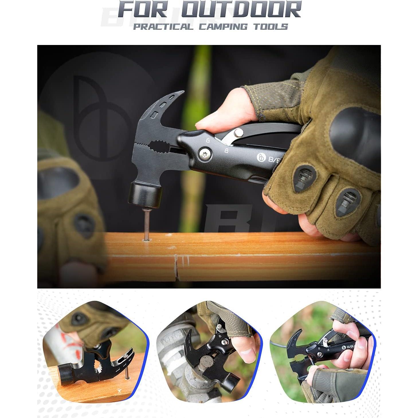 BIBURY Martillo Multiherramienta 12 en 1 Acero Inoxidable