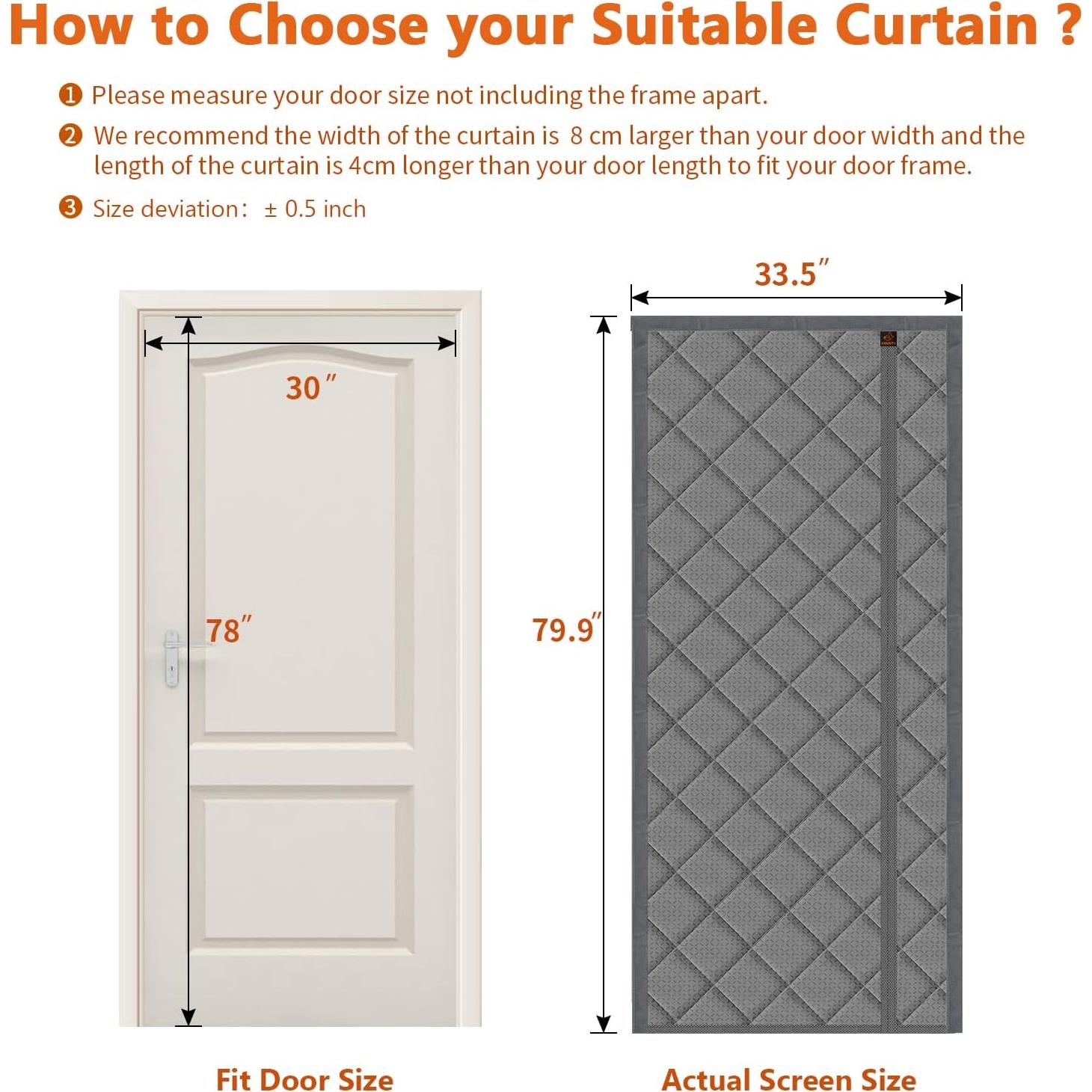 Cortina de Puerta Térmica Aislante Magnética WochiTV 85.1x202.5cm