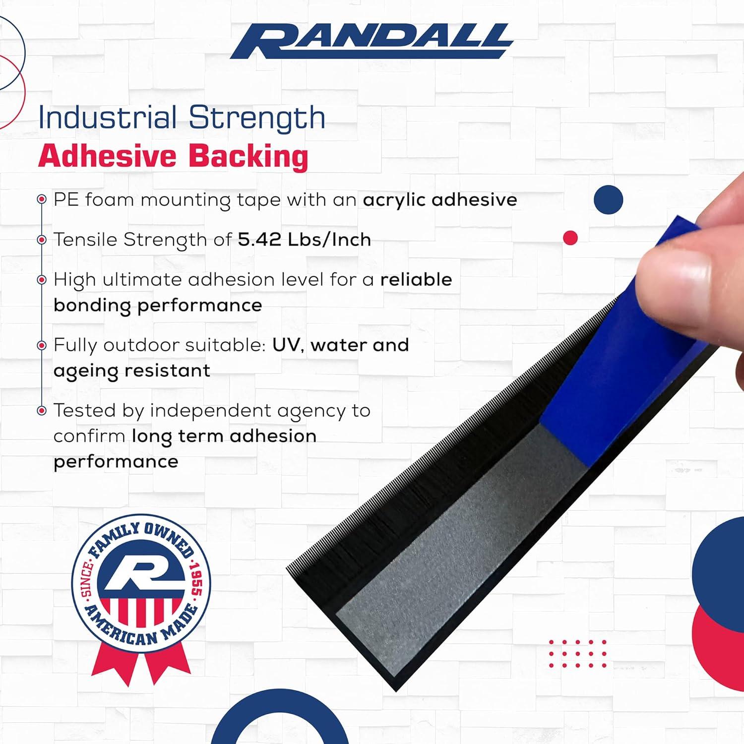 Barrido de puerta adhesivo Randall 3 FT cepillo negro