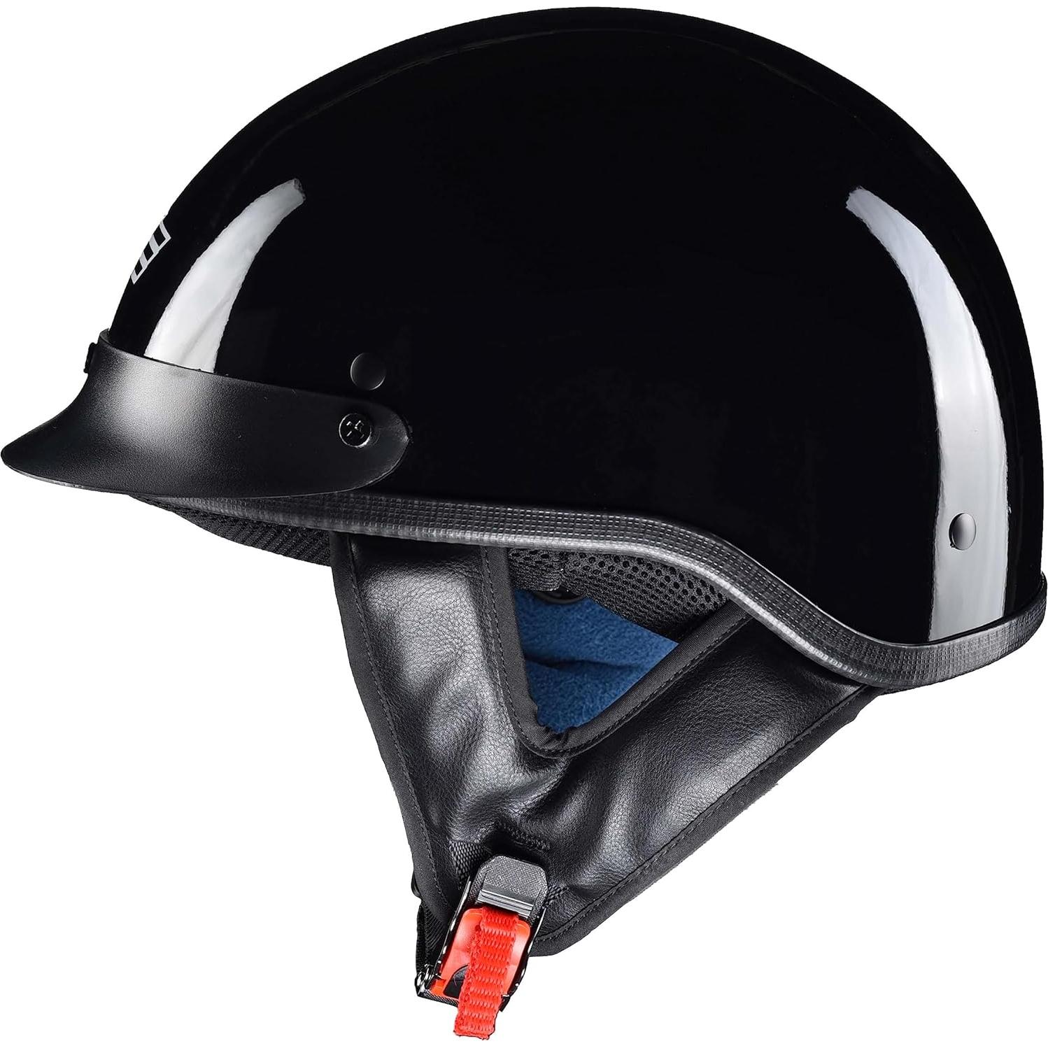 Casco AHR RUN-C Half Face Negro Brillante para Motociclismo