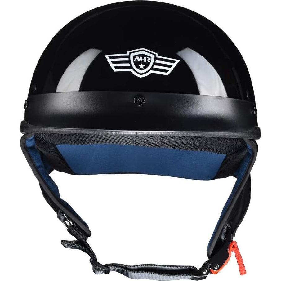 Casco AHR RUN-C Half Face Negro Brillante para Motociclismo