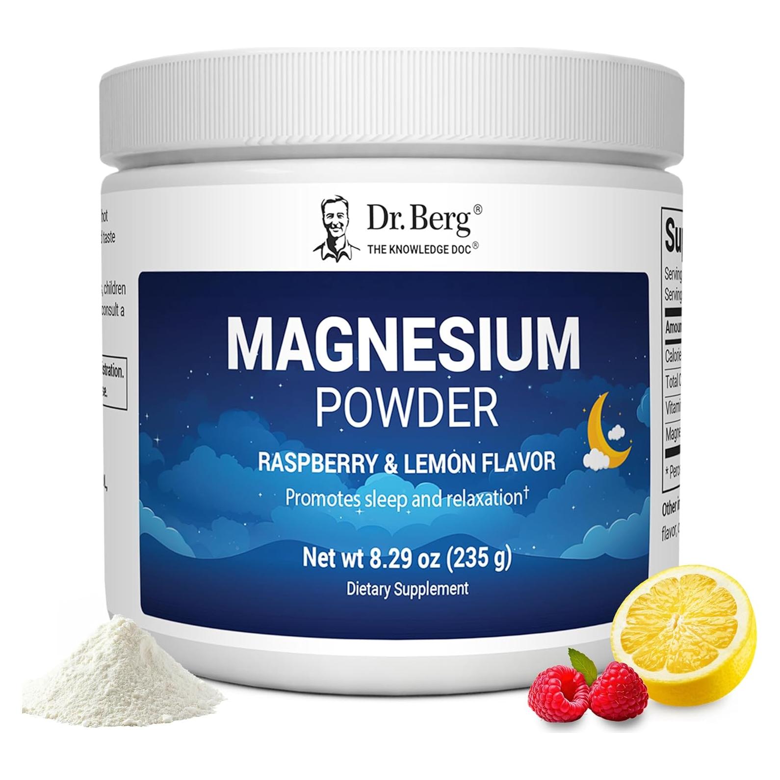 Polvo de Glicinato de Magnesio Dr. Berg 240g - Sabor Frambuesa Limón