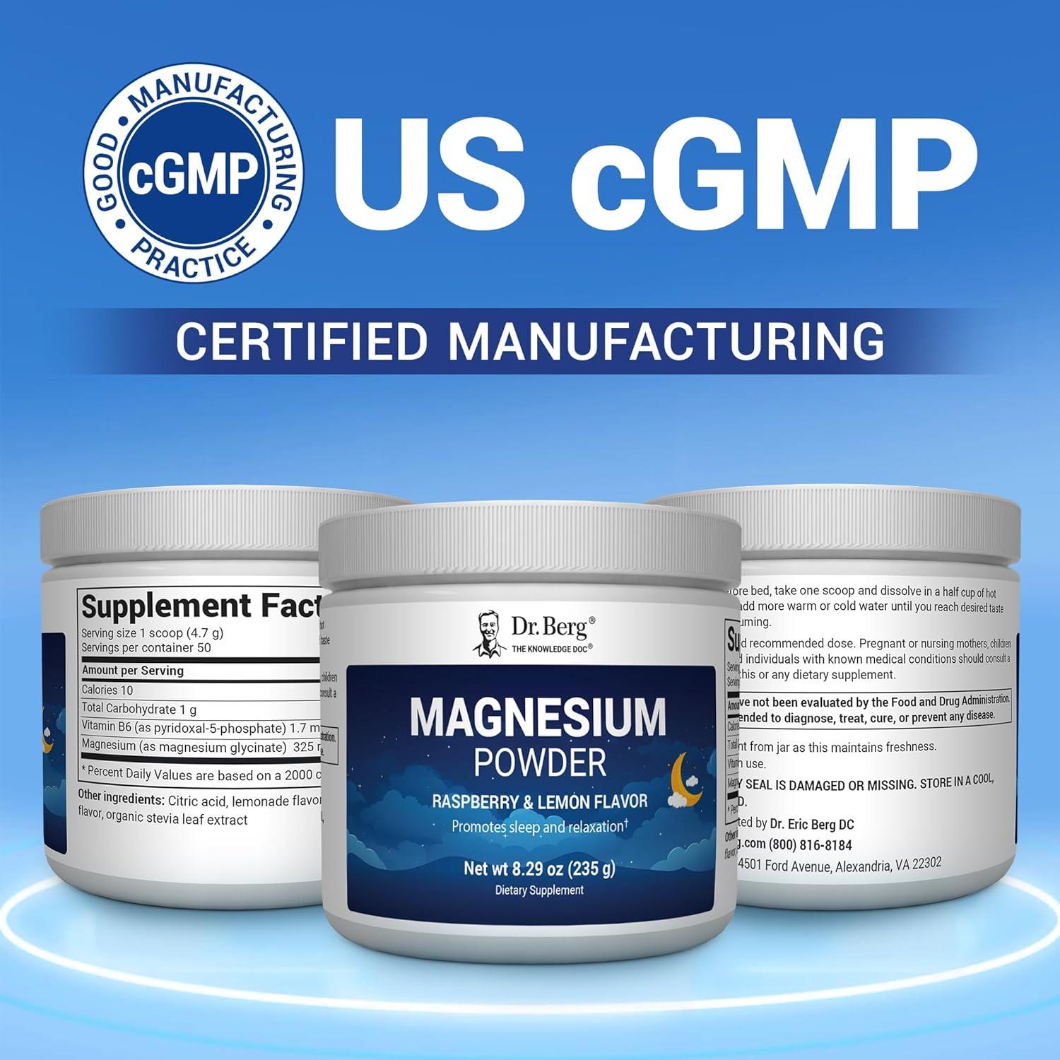 Polvo de Glicinato de Magnesio Dr. Berg 240g - Sabor Frambuesa Limón