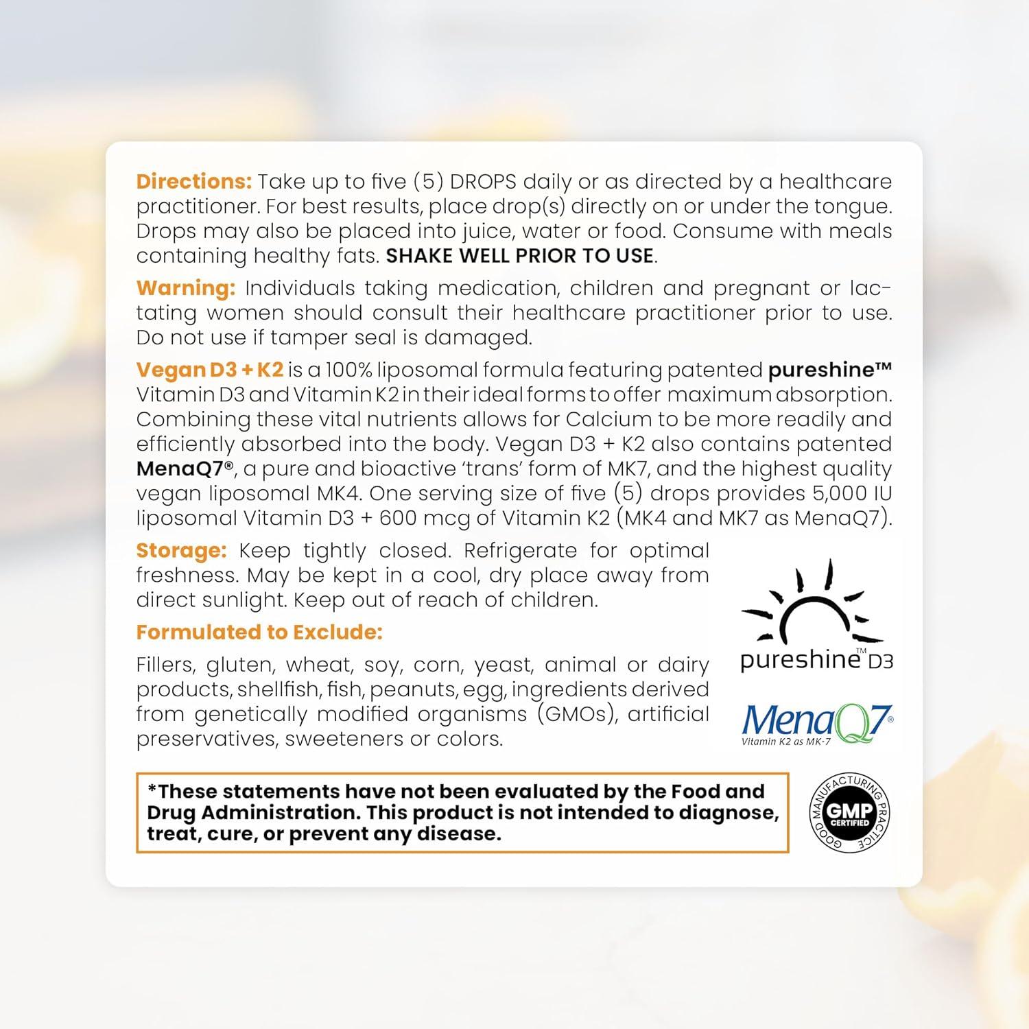 Suplemento Vitamina D3 5000 UI + K2 600 mcg Liposomal 10ml