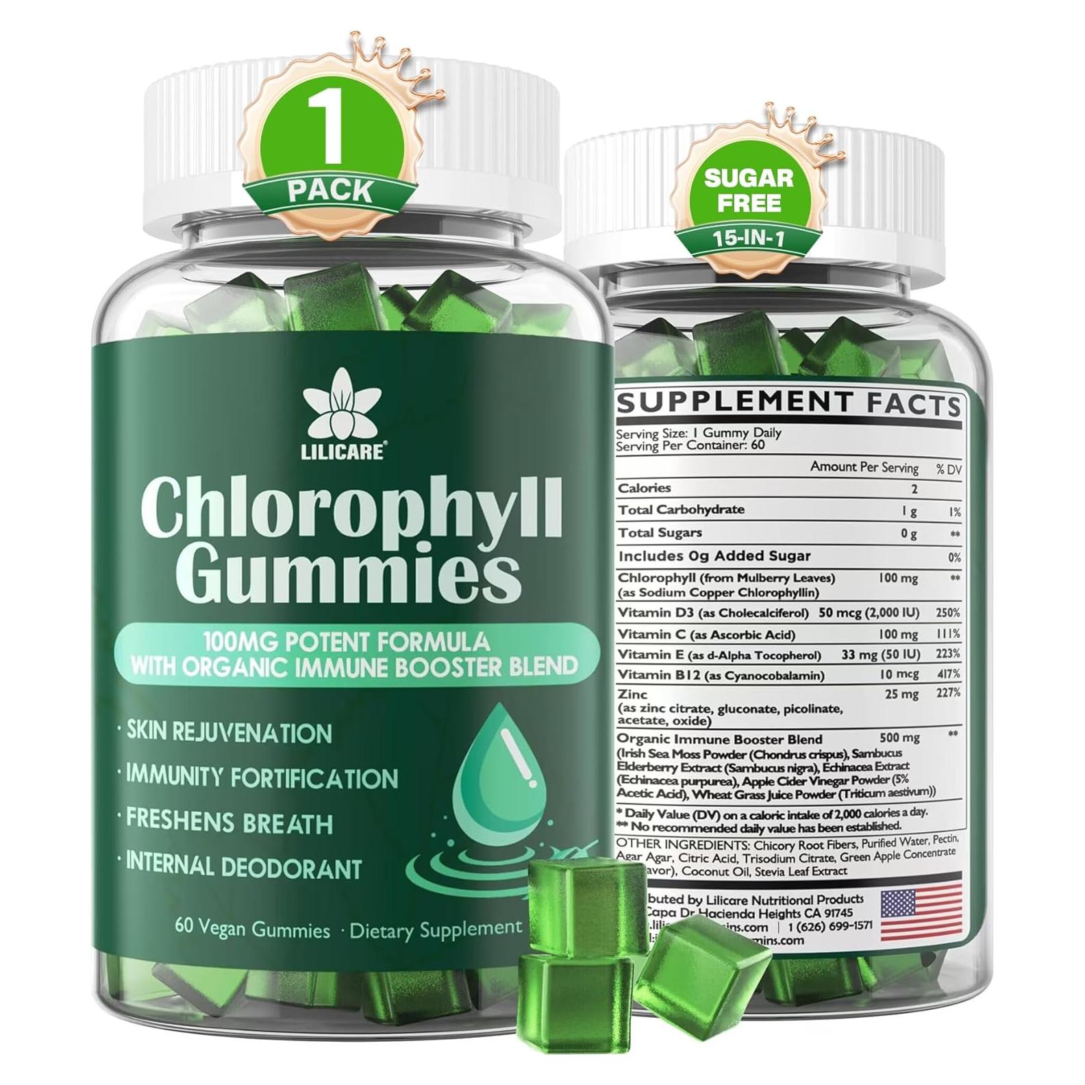 Gomitas de Clorofila Lilicare 60 Masticables Sin Azúcar