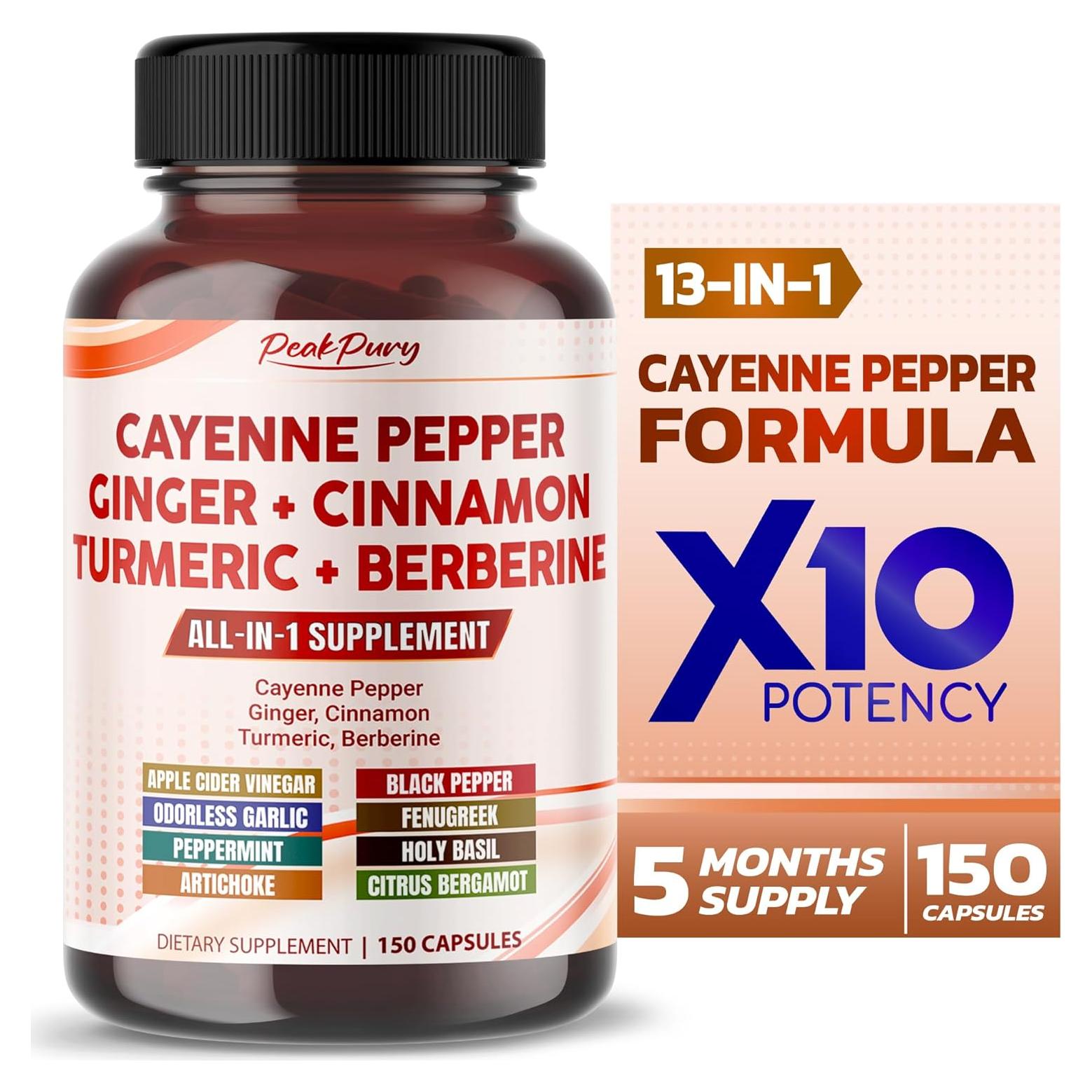 Pimienta de Cayena PeakPury 150 Cápsulas - Salud Digestiva