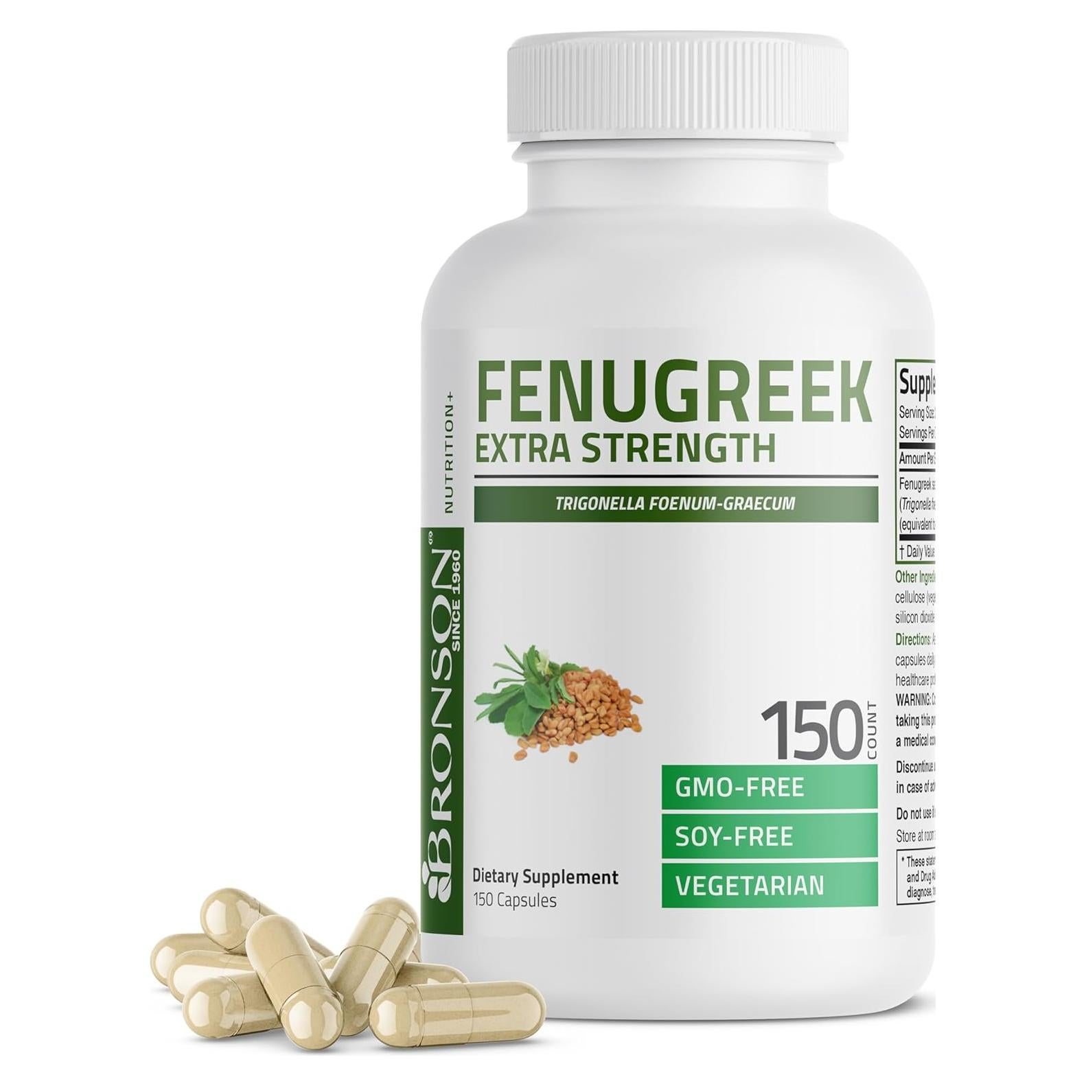 Cápsulas de Fenogreco Bronson Extra Fuerte 2400mg 150 Unidades