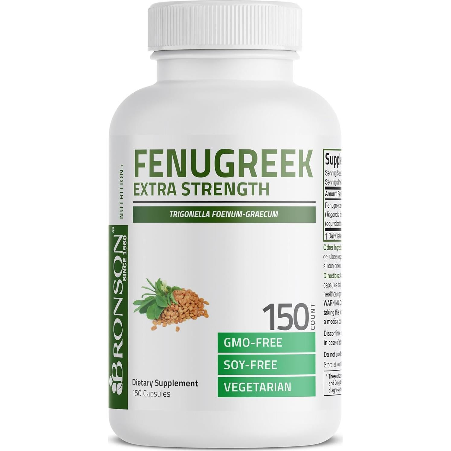 Cápsulas de Fenogreco Bronson Extra Fuerte 2400mg 150 Unidades