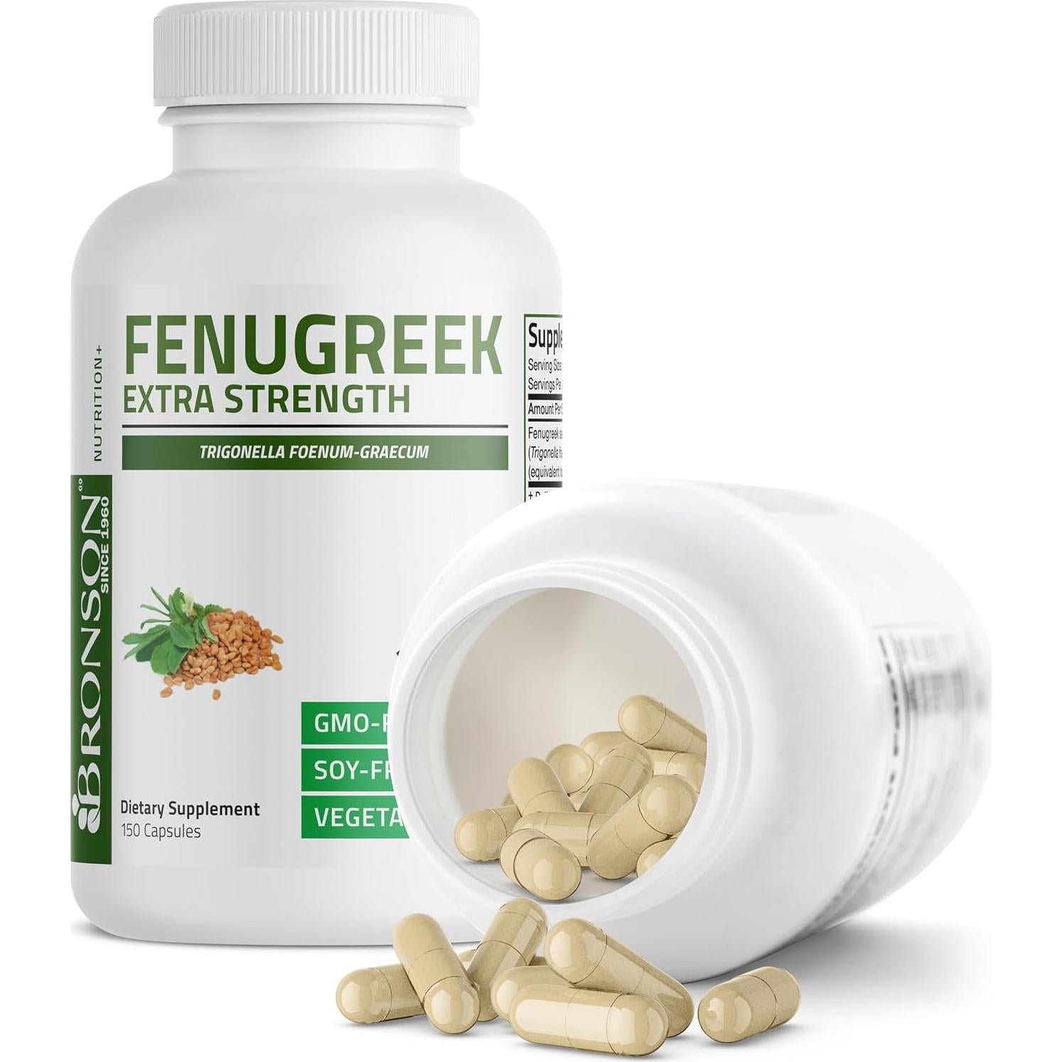 Cápsulas de Fenogreco Bronson Extra Fuerte 2400mg 150 Unidades