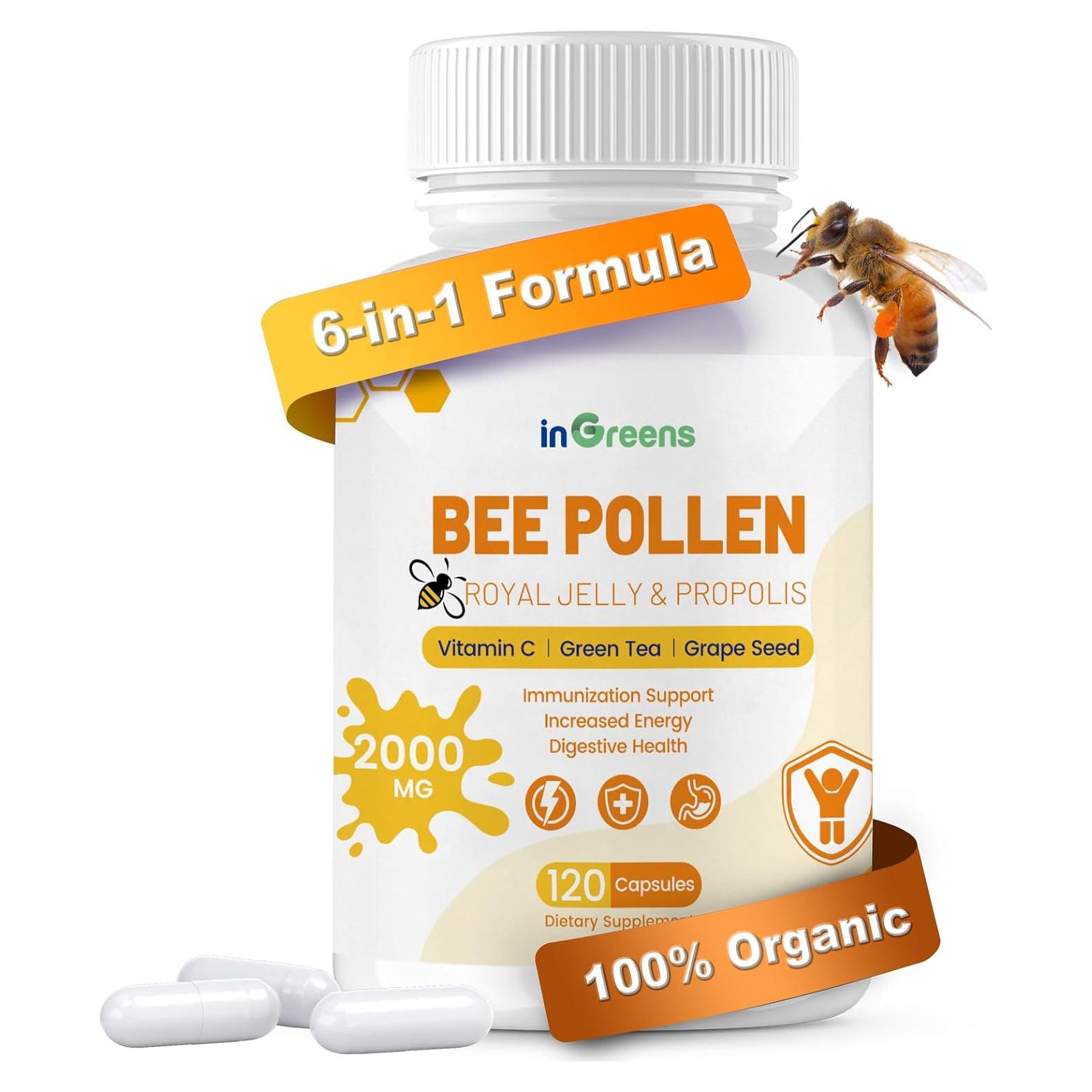 Suplemento de Polen de Abeja Orgánico NEWLIFE 2000mg 120 Cápsulas