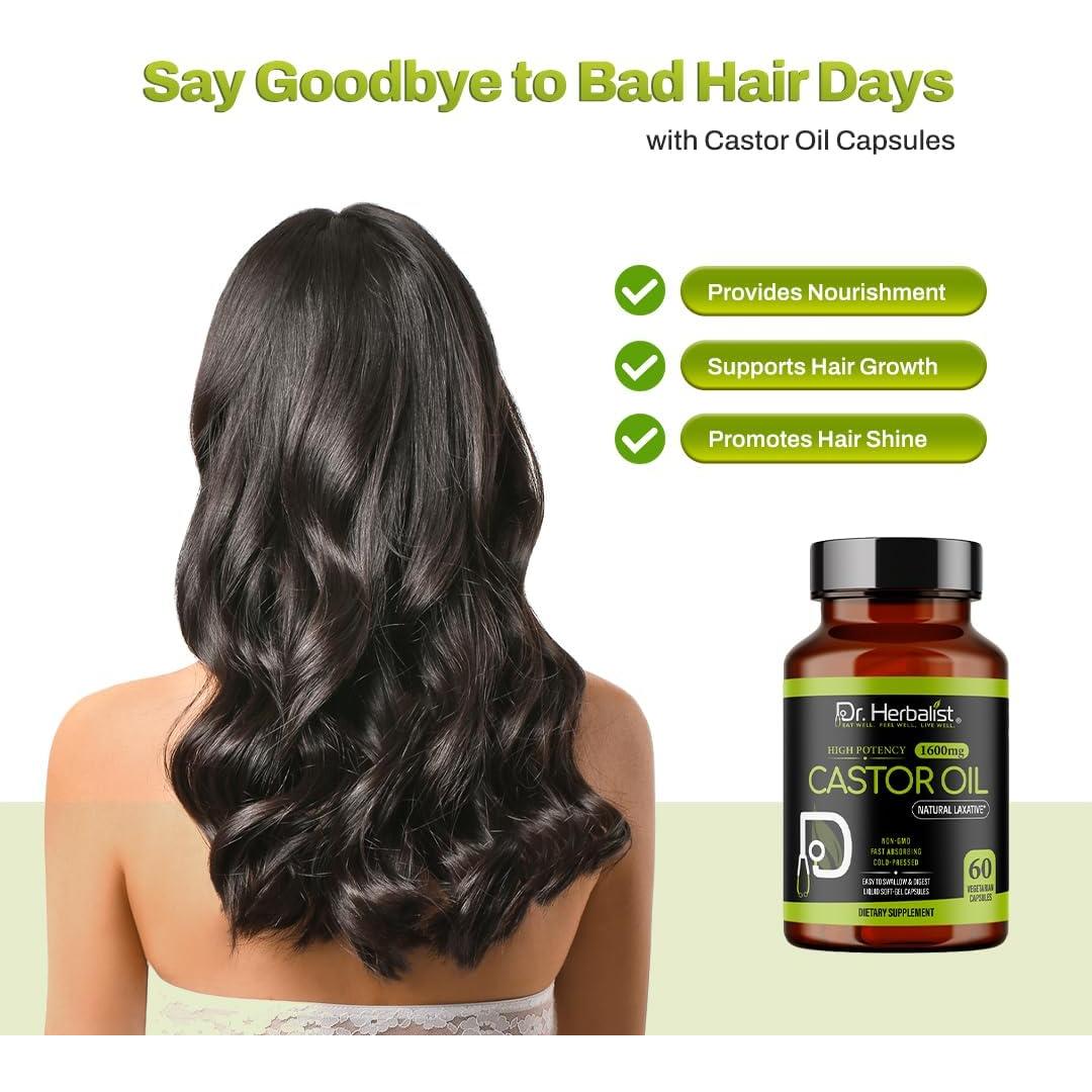 Cápsulas de Aceite de Ricino Dr. HERBALIST 1600mg 60 Unidades