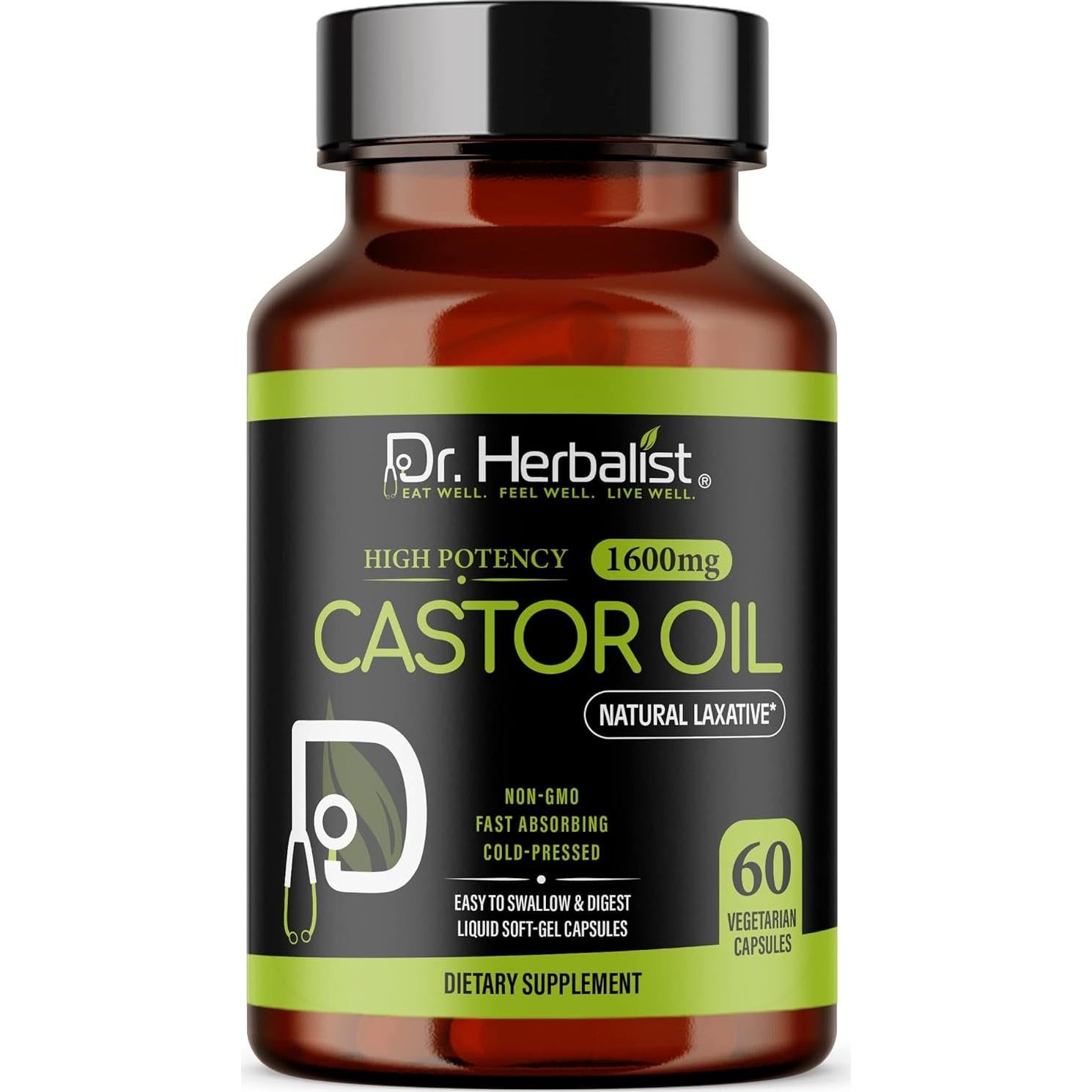 Cápsulas de Aceite de Ricino Dr. HERBALIST 1600mg 60 Unidades