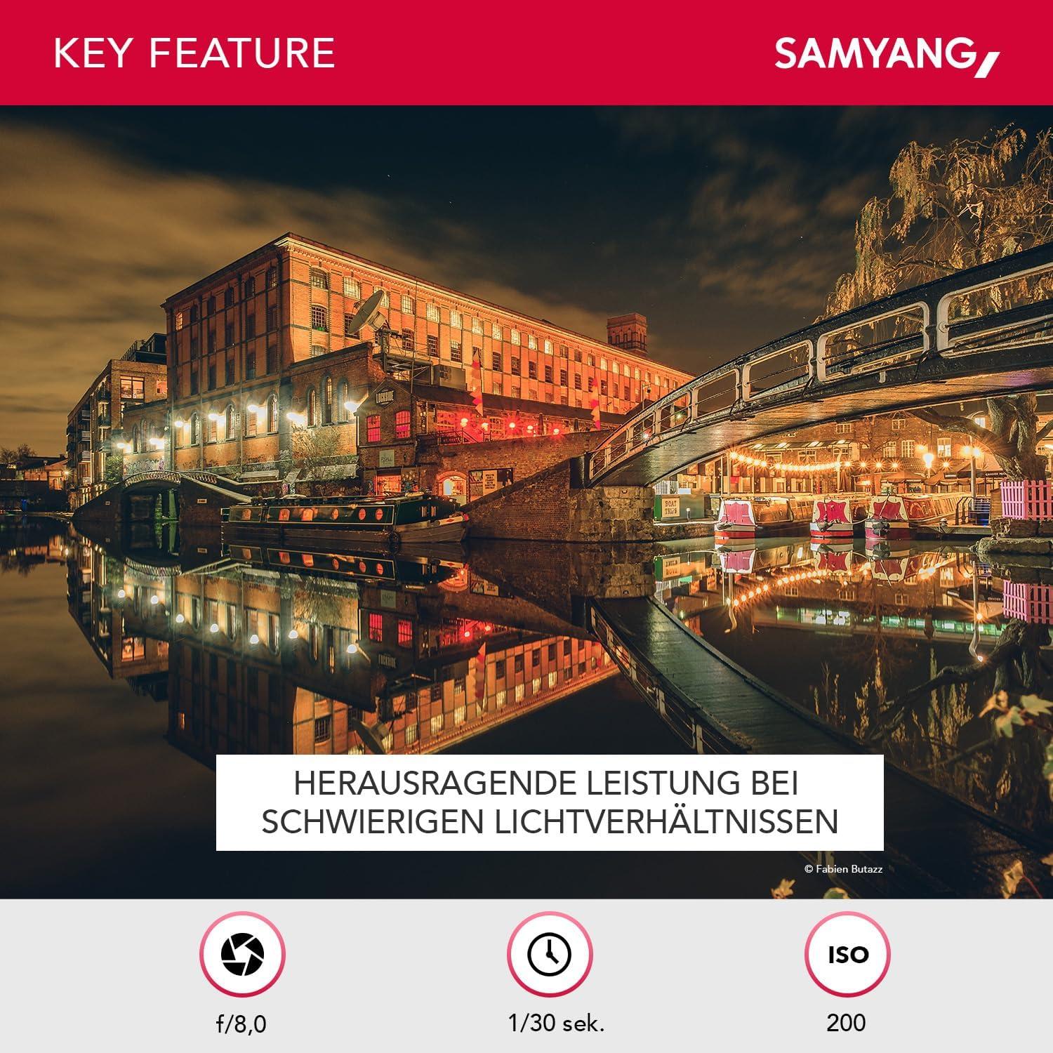 Lente Samyang 12mm F2.0 Manual para Canon M - Negro