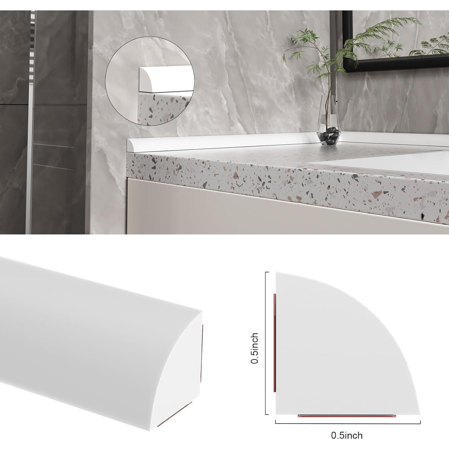 Moldura Cuarterona Flexible Jaspond 149.86 cm Silicona Blanca