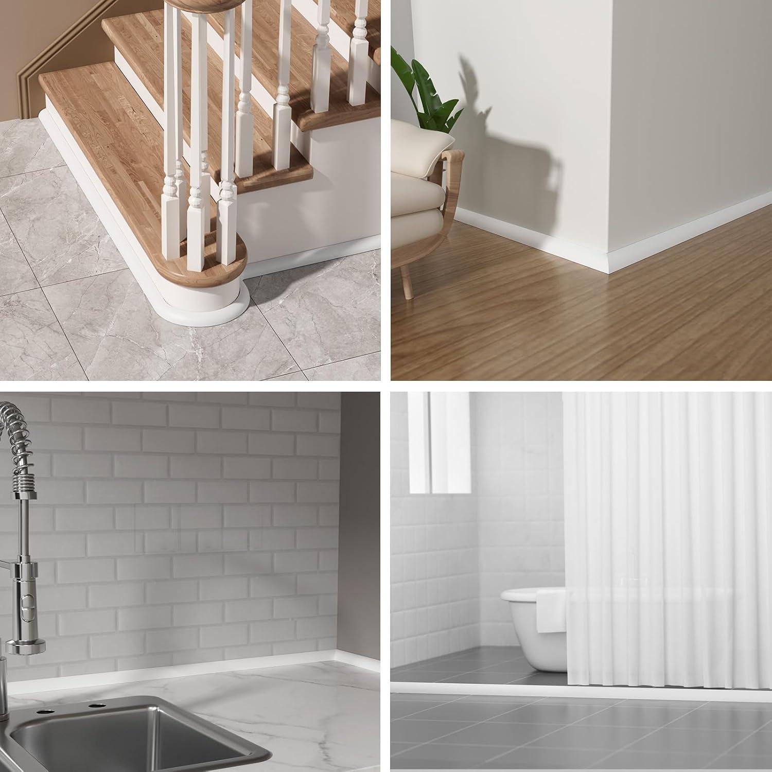 Moldura Cuarterona Flexible Jaspond 149.86 cm Silicona Blanca