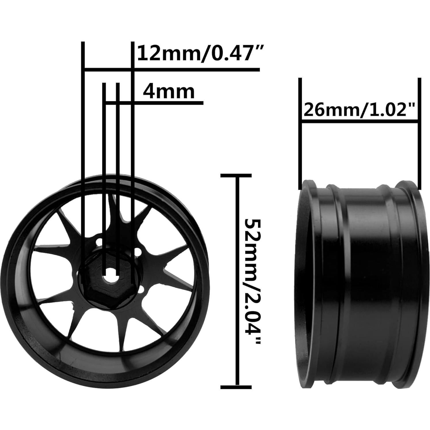 Llantas de Metal 1/10 ShareGoo 52mm 26mm para Drift RC