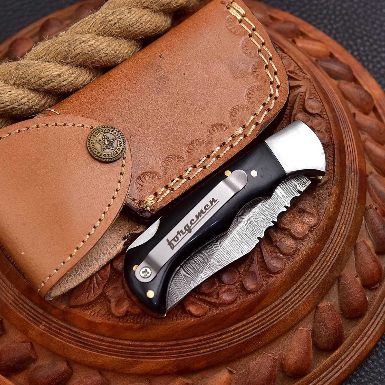 Cuchillo de bolsillo Damasco Forgemen FM807, 16.5 cm, Plegable