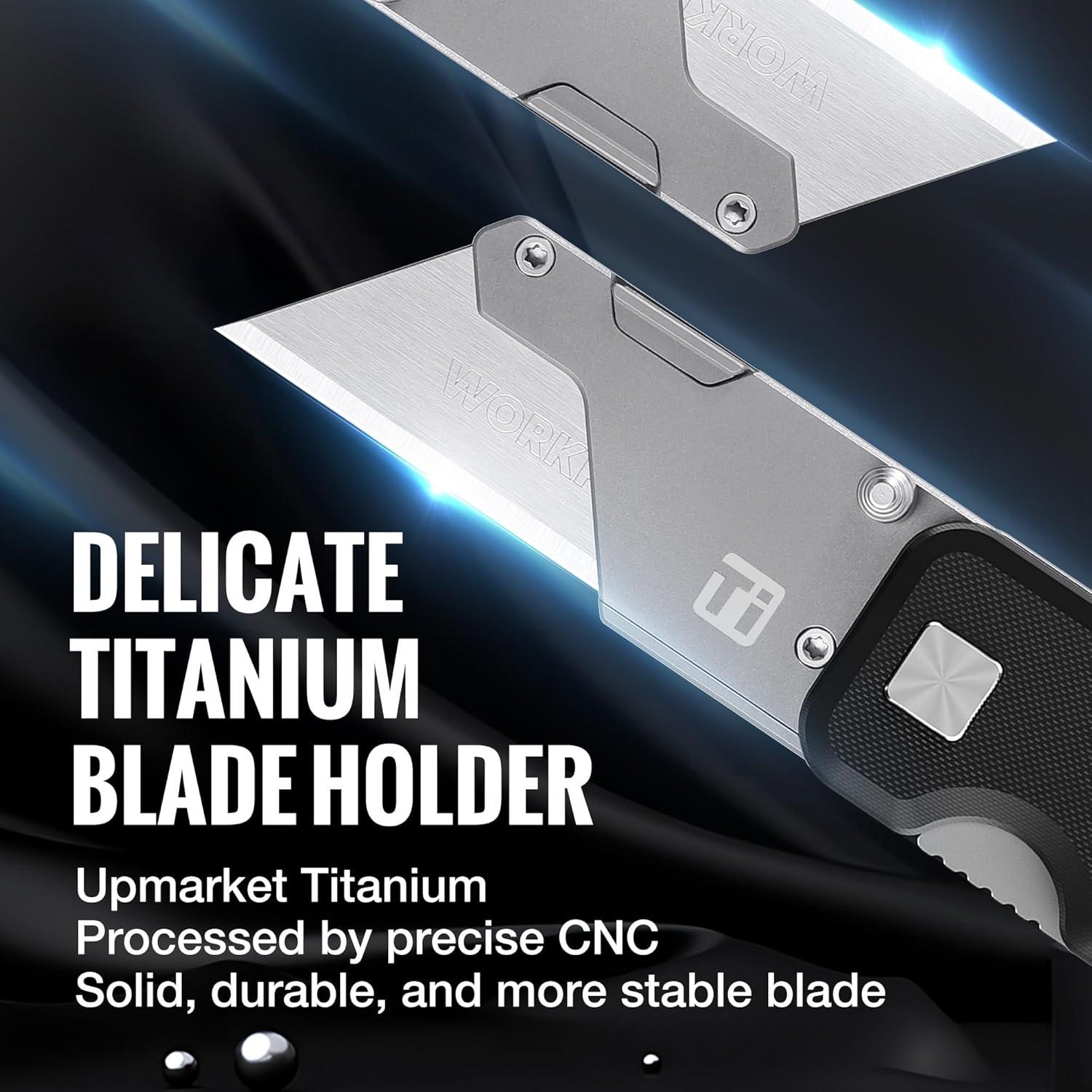 Cuchillo Utility Titanio WORKPRO G-10 Plegable 11.4 cm