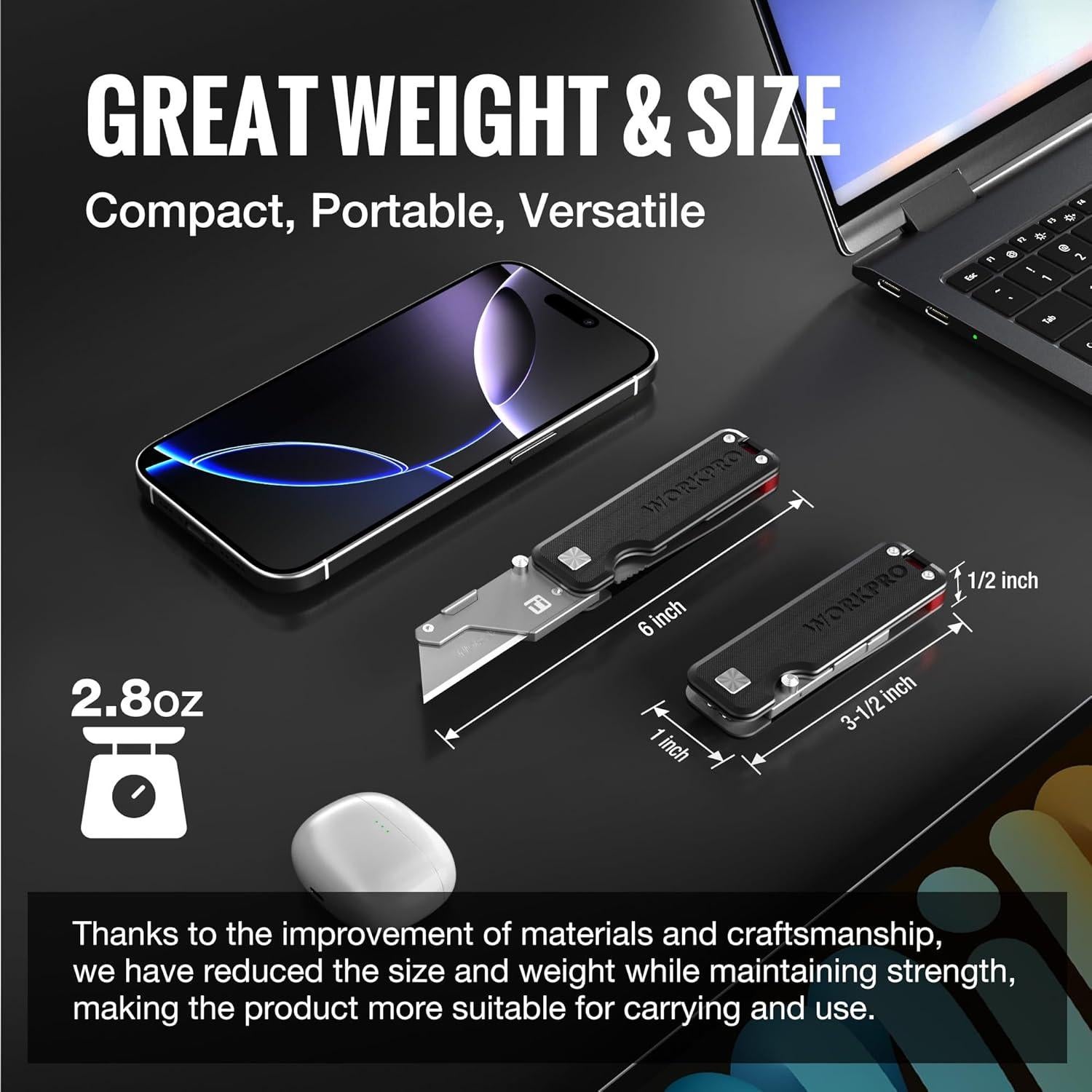 Cuchillo Utility Titanio WORKPRO G-10 Plegable 11.4 cm