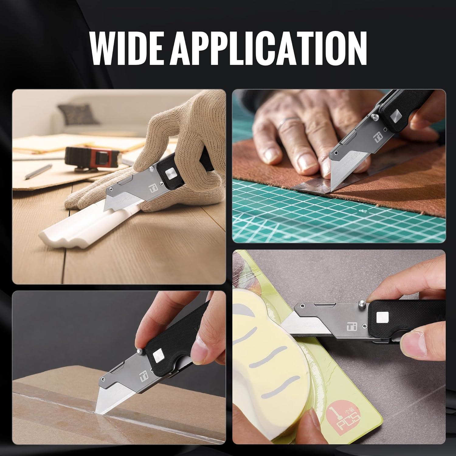 Cuchillo Utility Titanio WORKPRO G-10 Plegable 11.4 cm