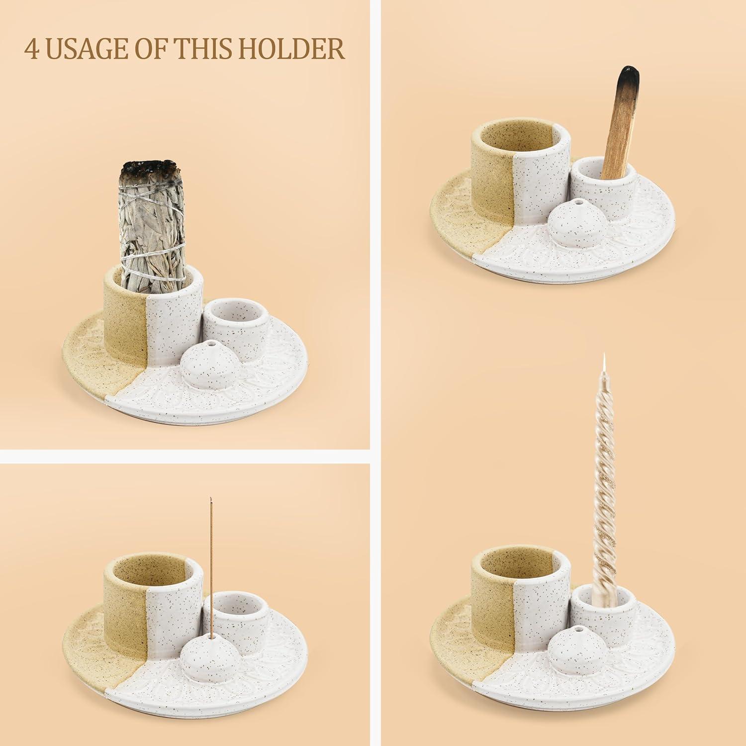 Soporte para Incienso 4 en 1 KJQJLY Cerámica Redonda