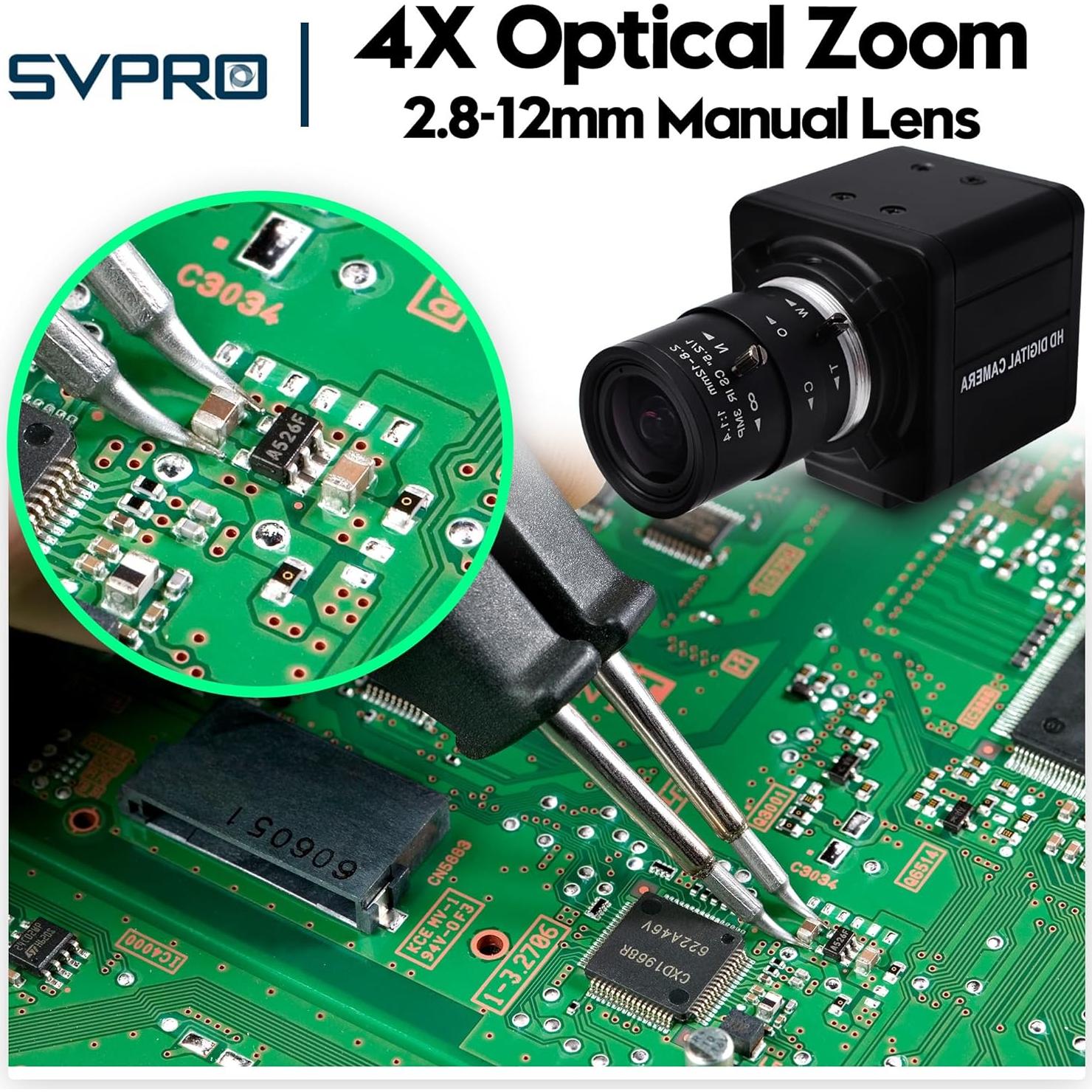 Cámara USB SVPRO 1080P 60fps con Lente Zoom 2.8-12mm
