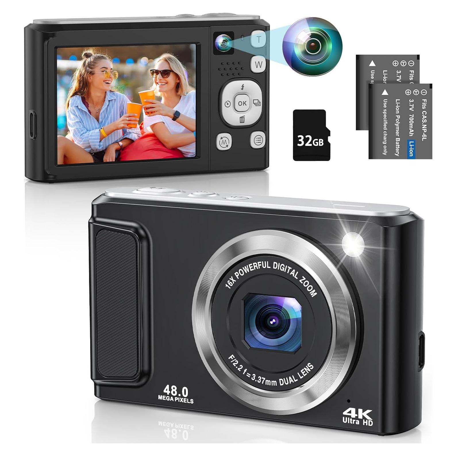 Cámara Digital 4K DSOEKEU 48MP con Lente Doble y Zoom 16X