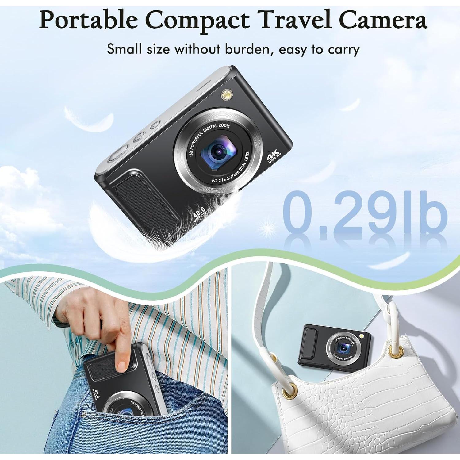 Cámara Digital 4K DSOEKEU 48MP con Lente Doble y Zoom 16X