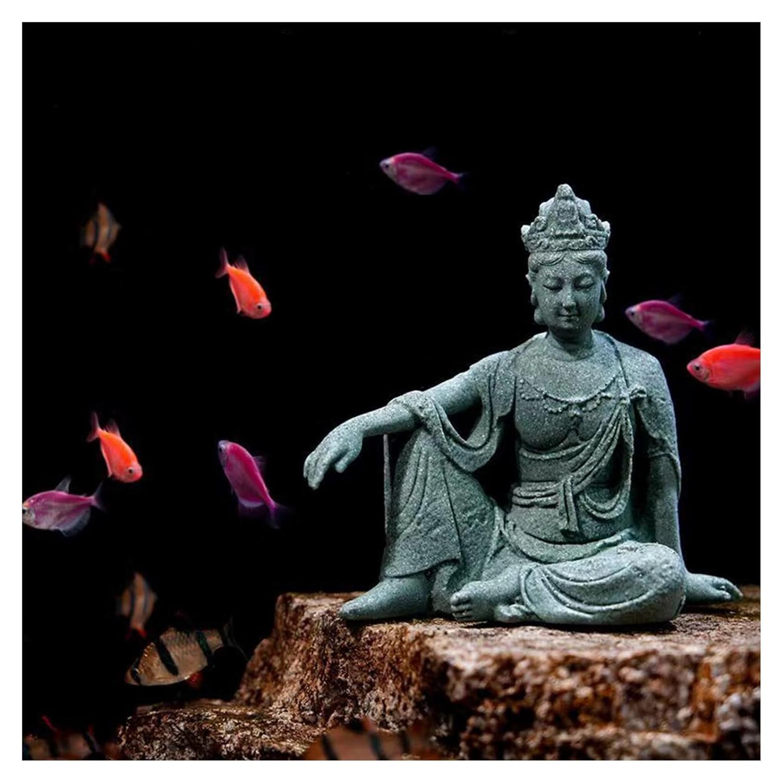 Estatua de Buda de Arenisca Livelyfish 6.86cm Gris Decoración Zen
