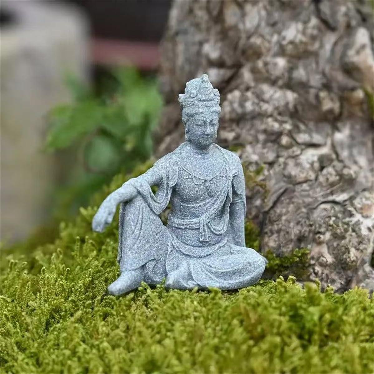 Estatua de Buda de Arenisca Livelyfish 6.86cm Gris Decoración Zen
