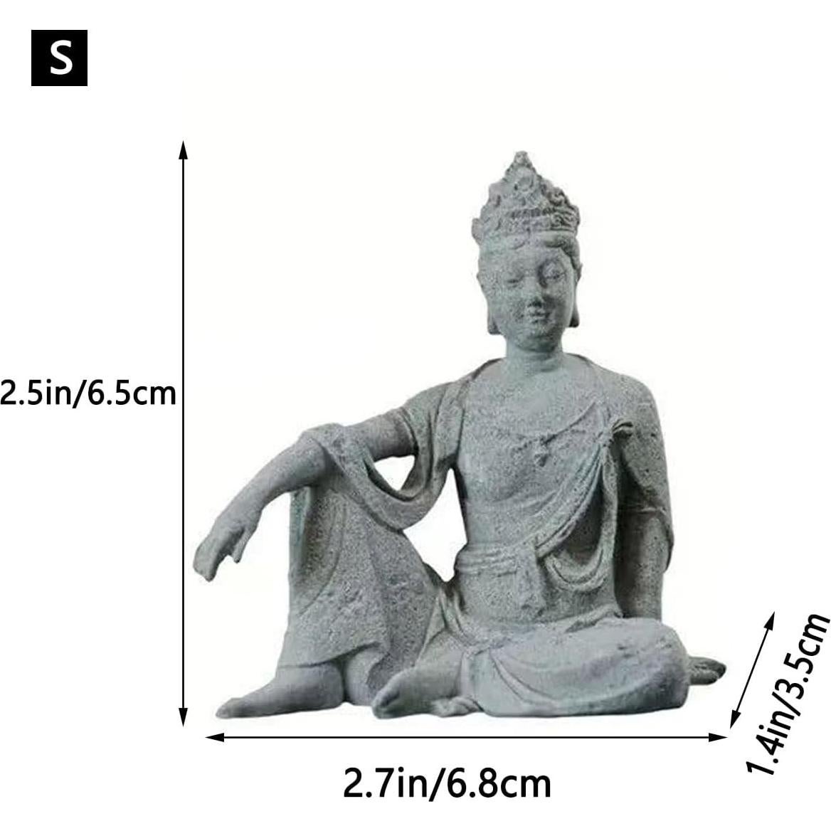 Estatua de Buda de Arenisca Livelyfish 6.86cm Gris Decoración Zen