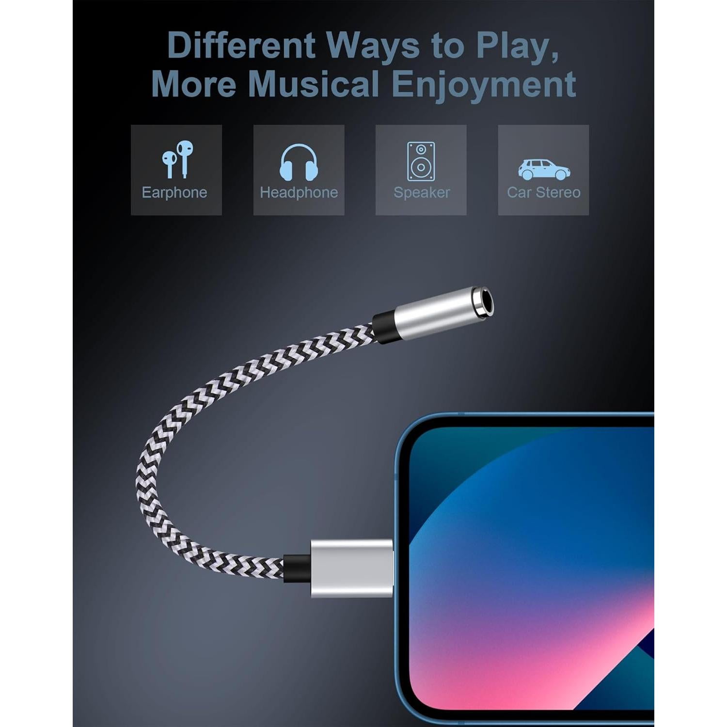 Adaptador de Auriculares Lightning a 3.5mm Haoano 2Pack