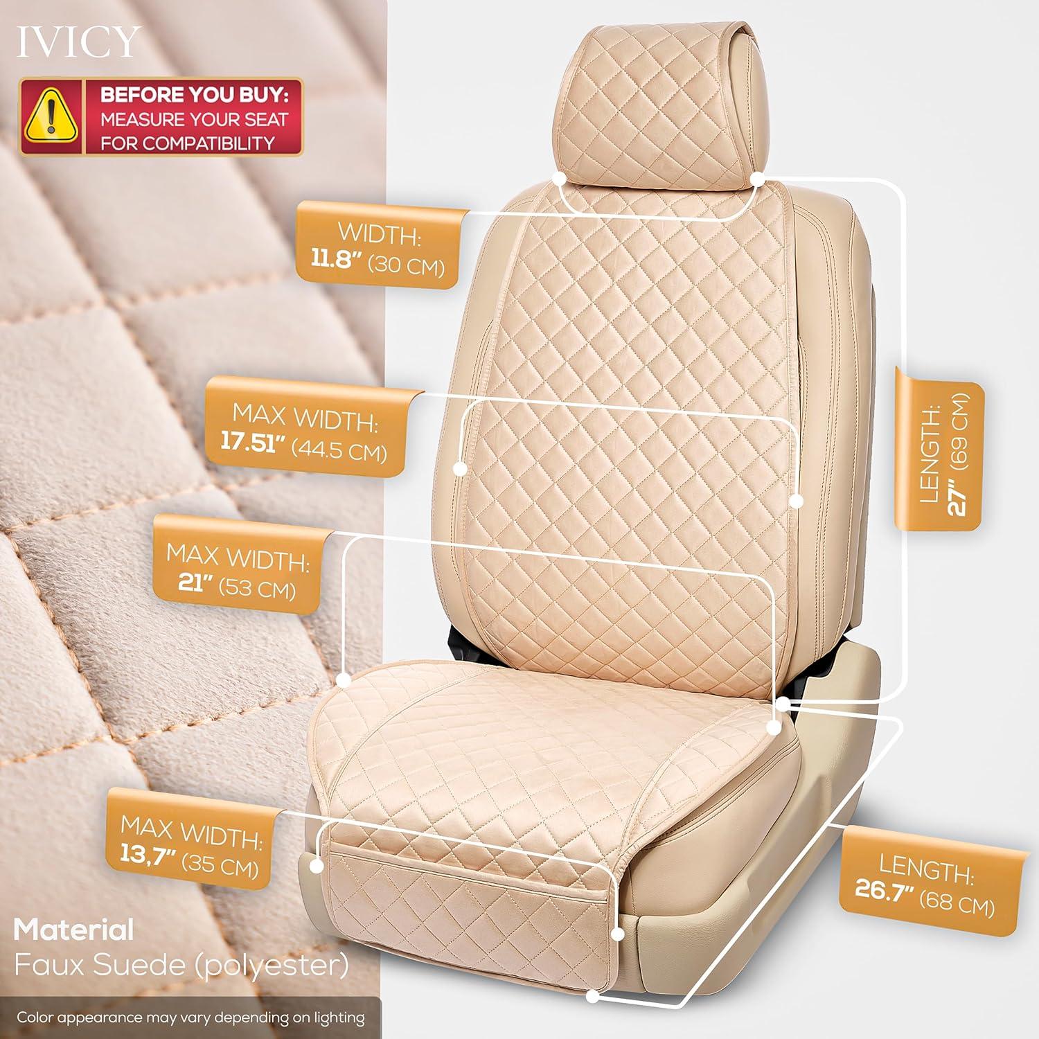 Funda de Asiento de Coche IVICY Beige Suede Antideslizante