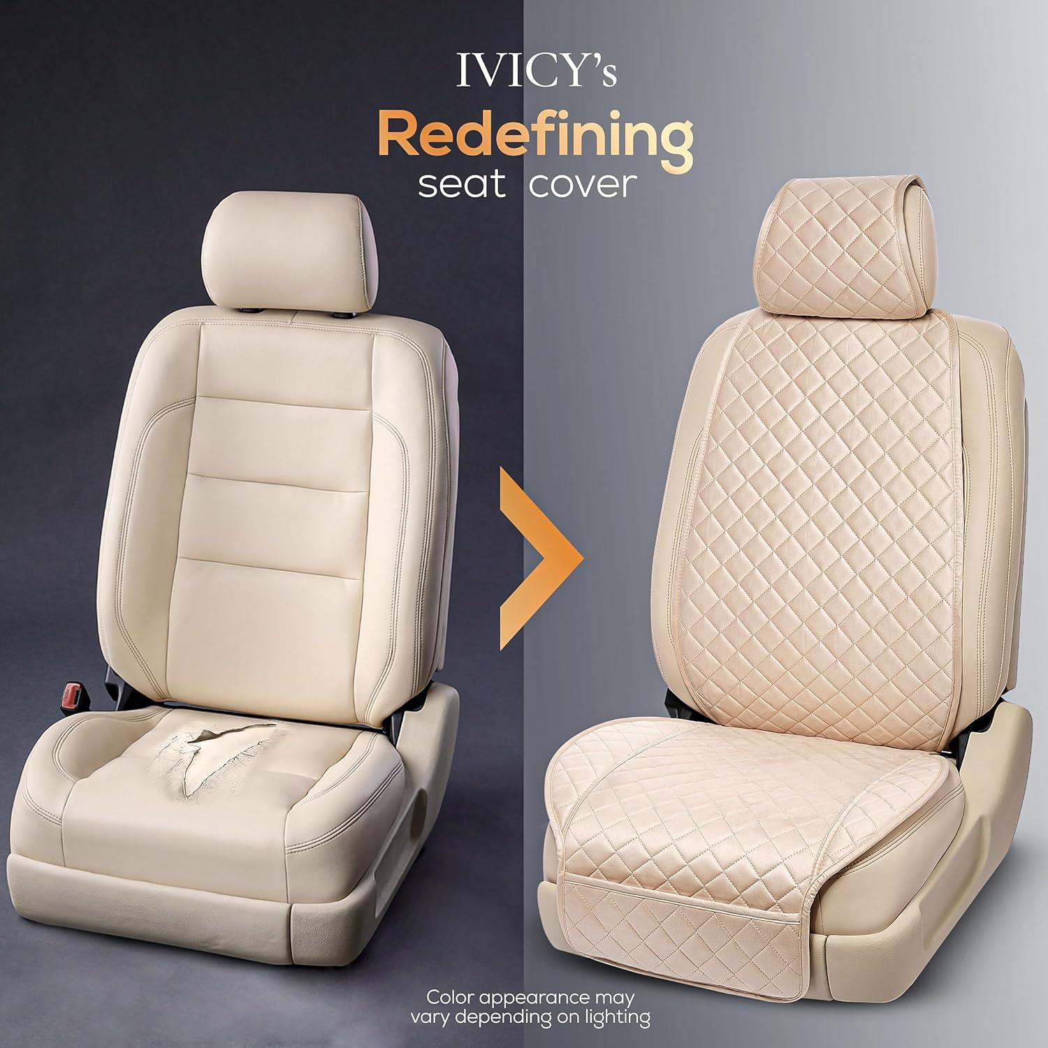 Funda de Asiento de Coche IVICY Beige Suede Antideslizante