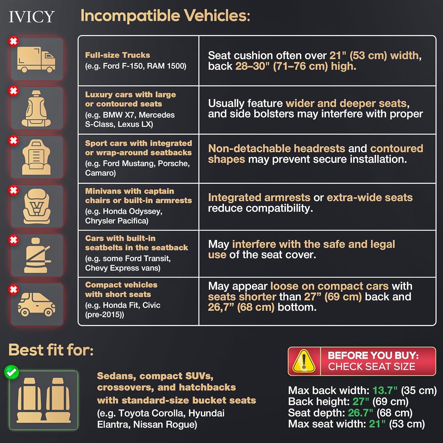 Funda de Asiento de Coche IVICY Beige Suede Antideslizante