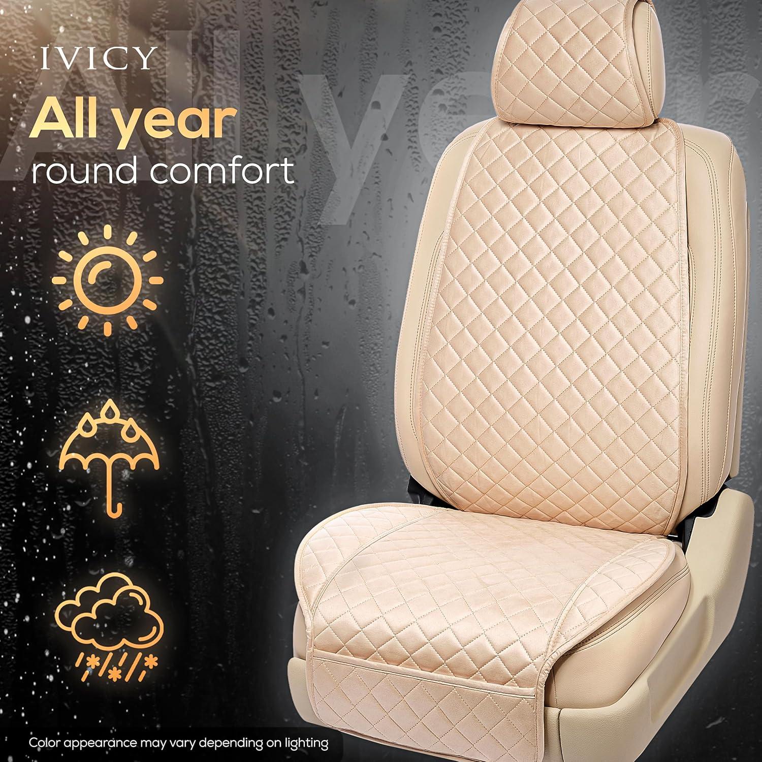 Funda de Asiento de Coche IVICY Beige Suede Antideslizante