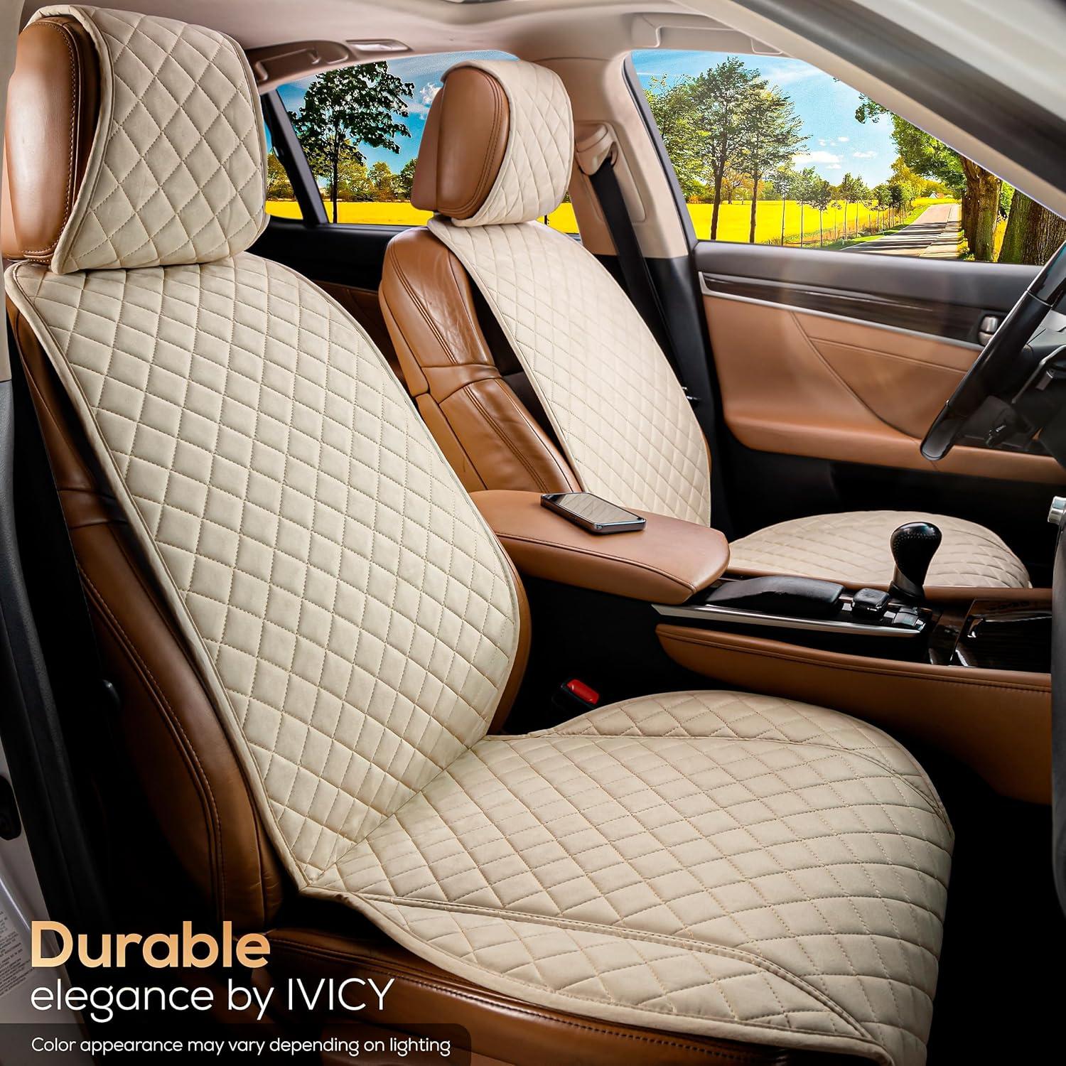 Funda de Asiento de Coche IVICY Beige Suede Antideslizante