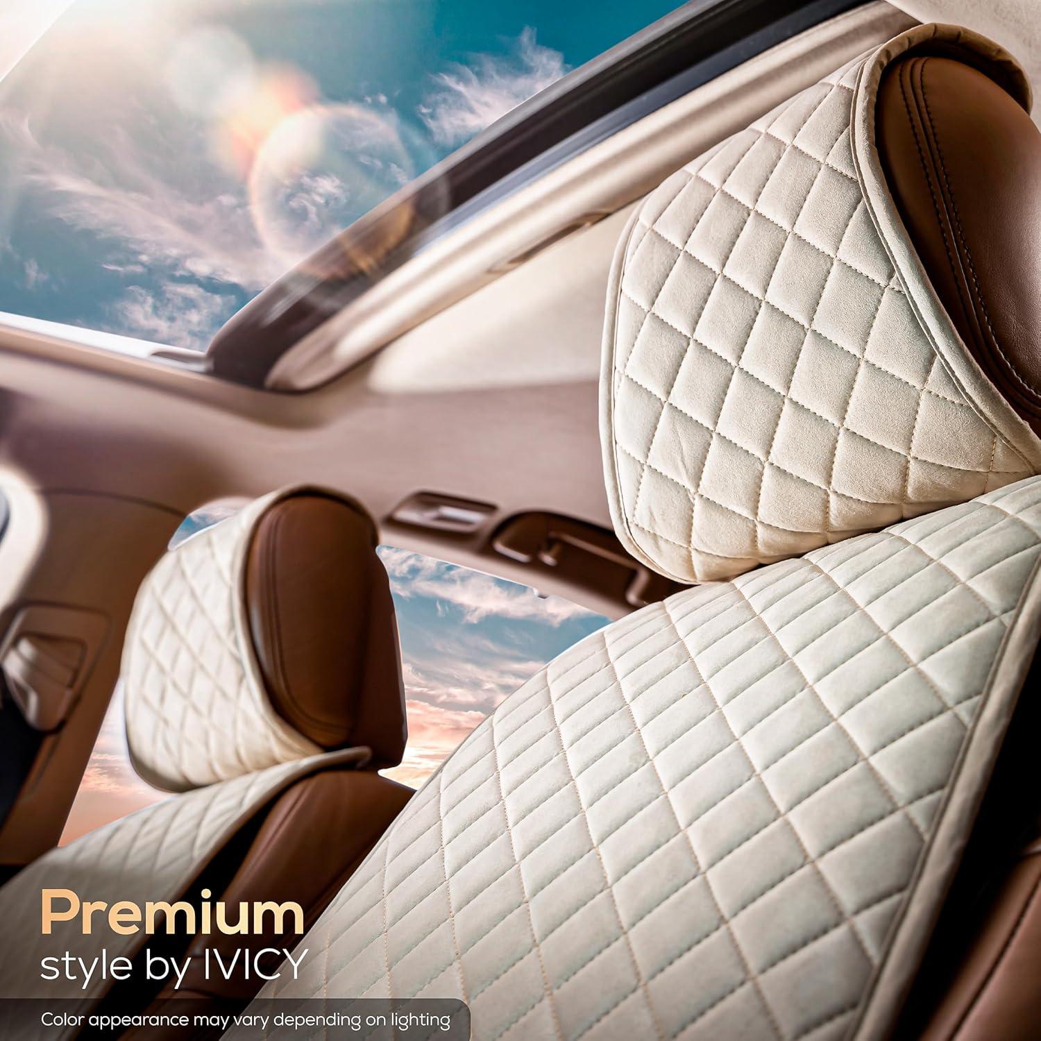 Funda de Asiento de Coche IVICY Beige Suede Antideslizante