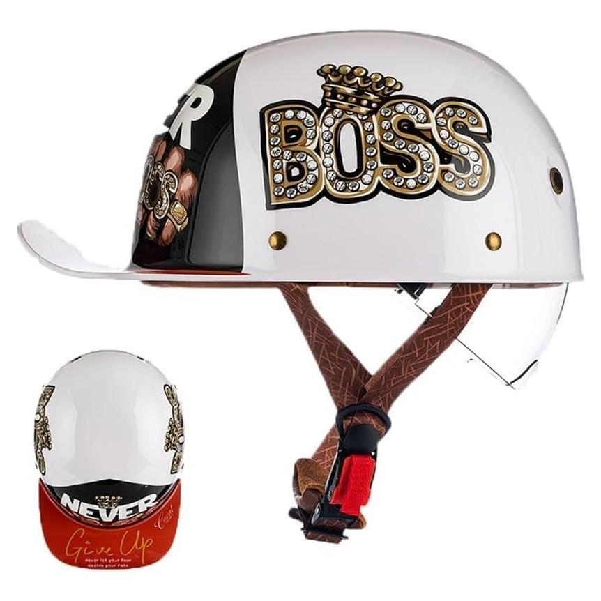 Casco de motocicleta YMKJGZS retro medio casco unisex