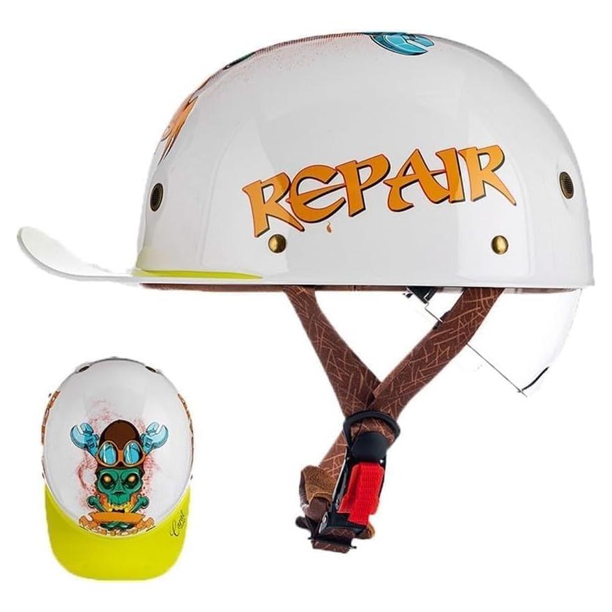 Casco de motocicleta YMKJGZS Mediano Retro DOT 55-57 cm