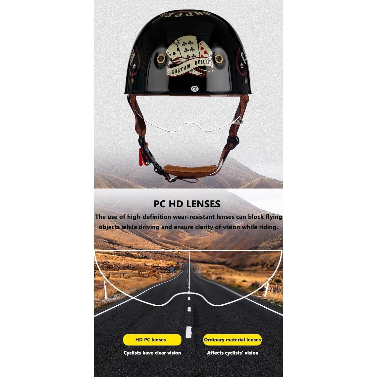 Casco de motocicleta YMKJGZS Mediano Retro DOT 55-57 cm