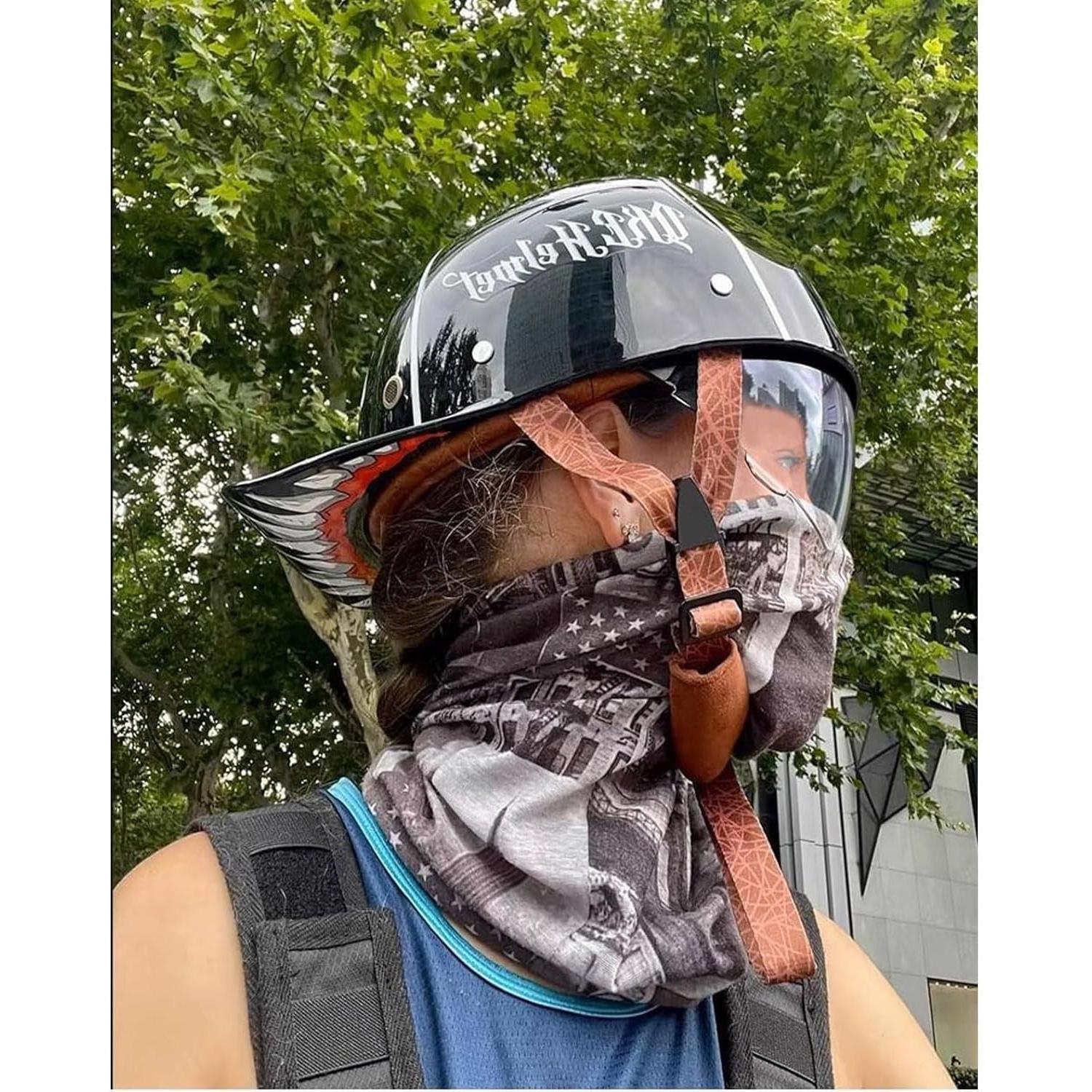 Casco de Motocicleta YMKJGZS Retro Medio Casco Grande